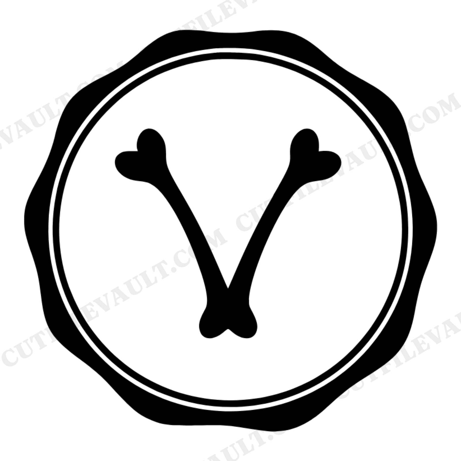 Wishbone Wax Seal SVG PNG, Thanksgiving Medallion Cut File, Mid Century Minimal Holiday Design, view 1