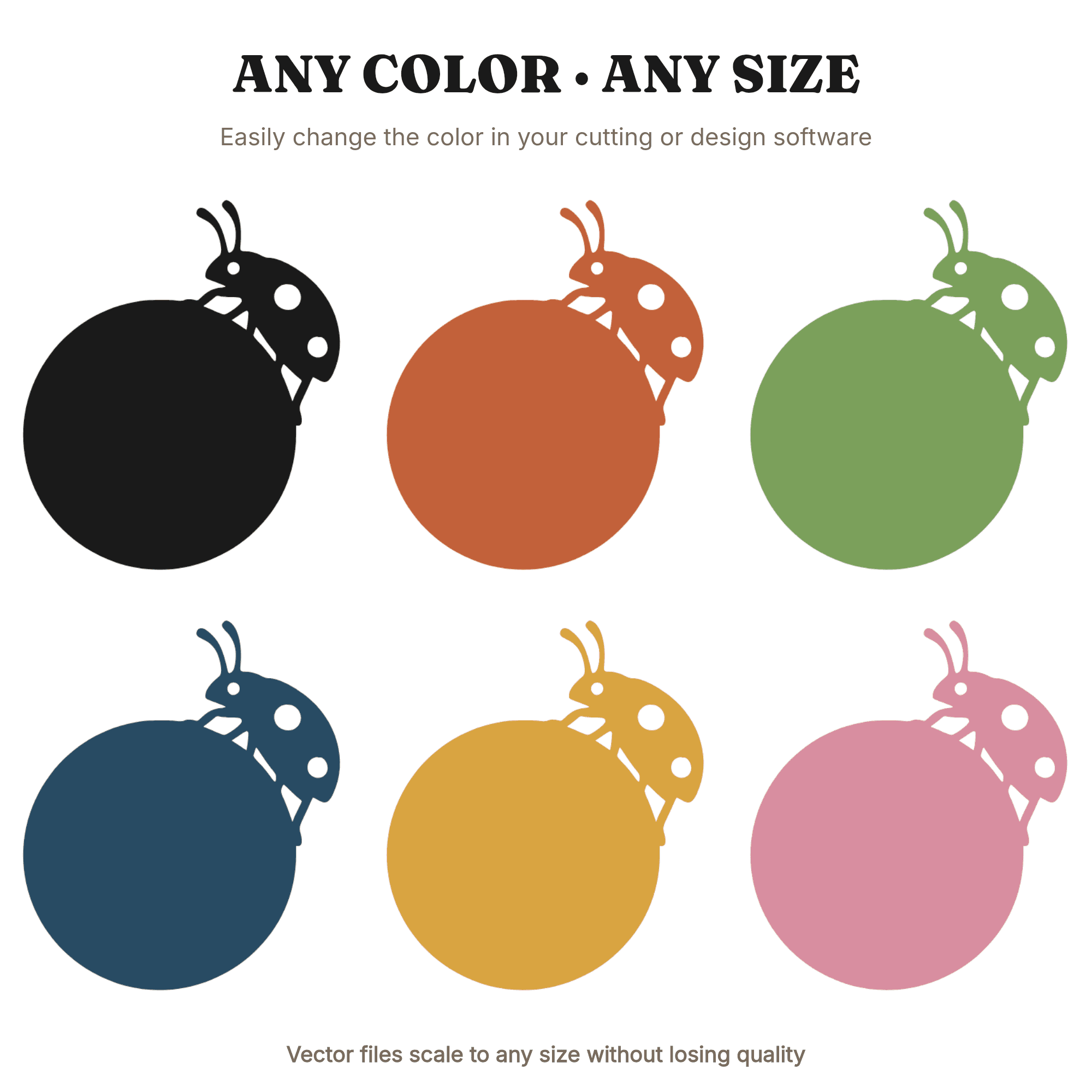 Valentine Ladybug on Chocolate Truffle SVG PNG, Mid Century Minimal Cut File, Quirky Valentine Design, view 2