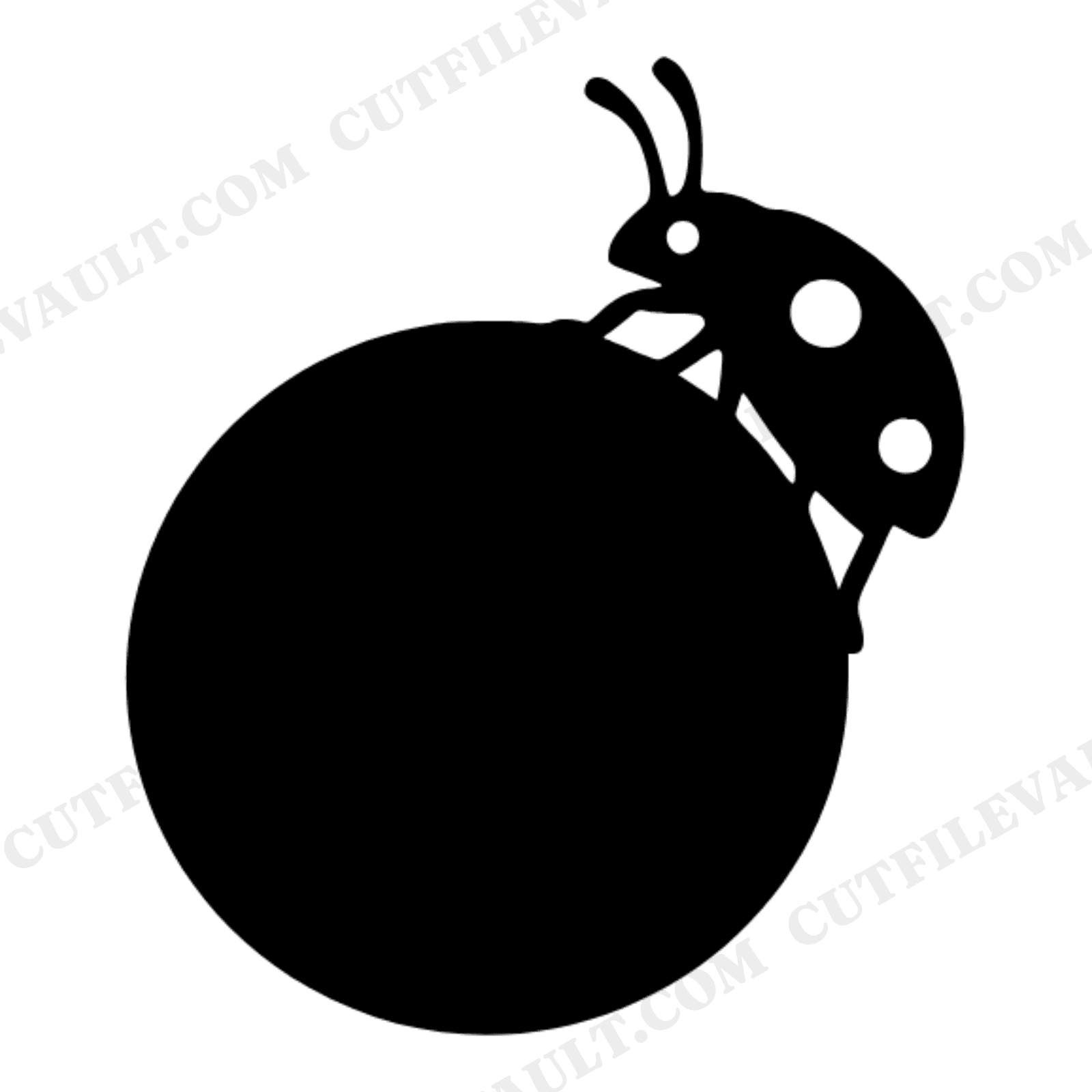 Valentine Ladybug on Chocolate Truffle SVG PNG, Mid Century Minimal Cut File, Quirky Valentine Design, view 1