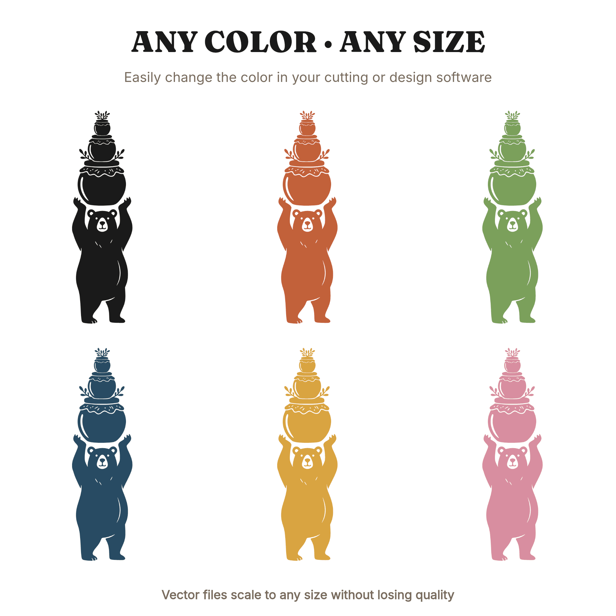 National Honey Bee Day Bear SVG PNG, Cottagecore Bear with Honey Jars Cut File, Kitchen Witch, view 2