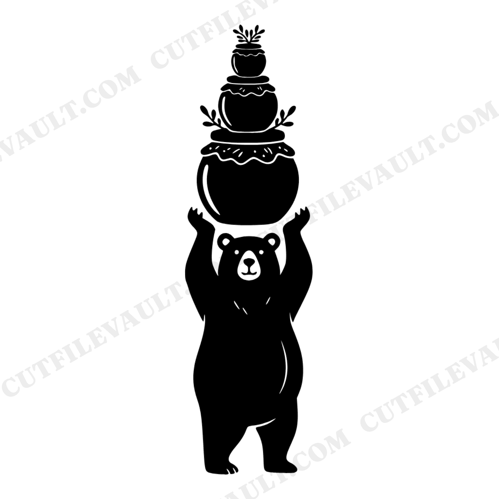 National Honey Bee Day Bear SVG PNG, Cottagecore Bear with Honey Jars Cut File, Kitchen Witch, view 1