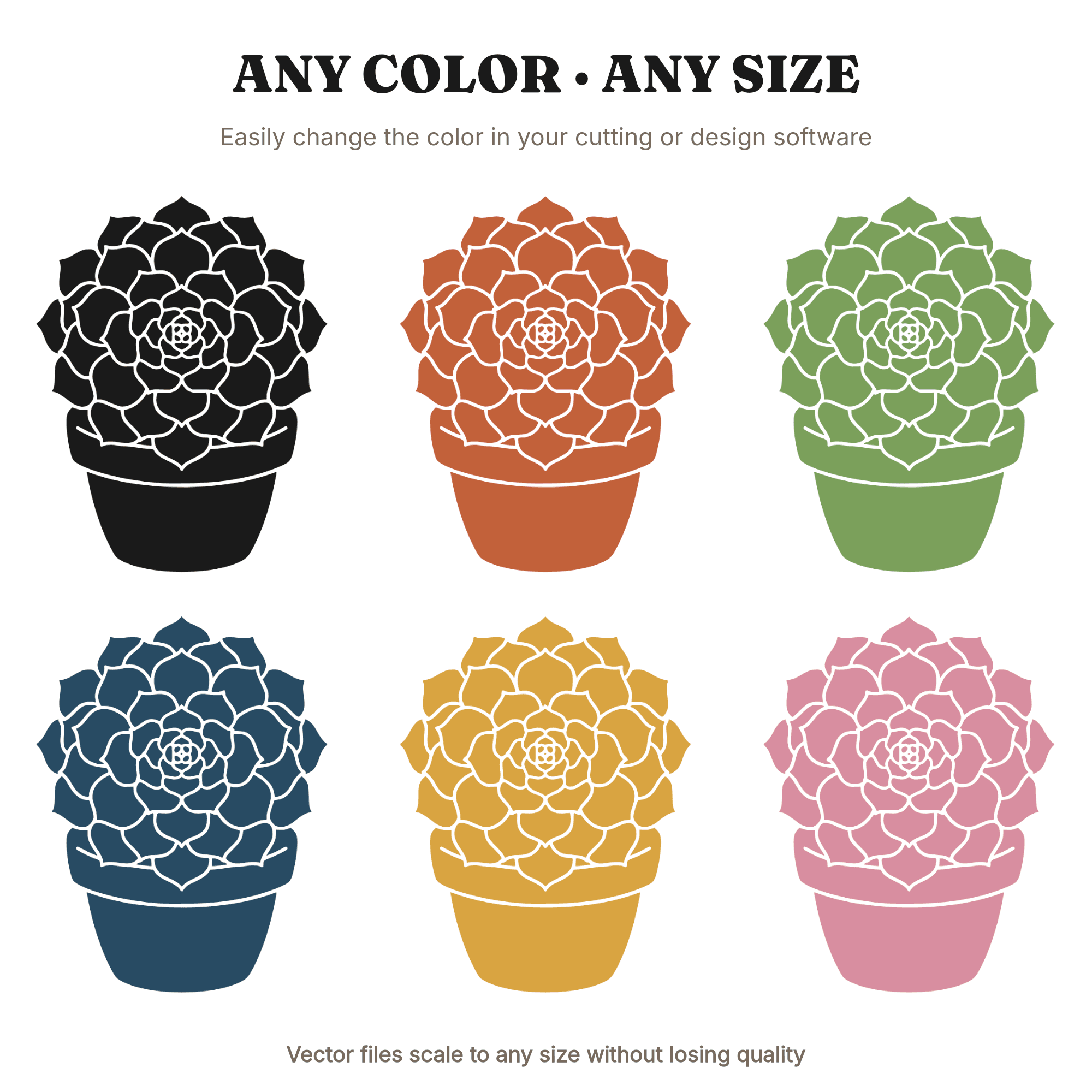 Valentine's Day Succulent Mandala SVG PNG, Potted Plant Rosette Cut File, Cottagecore Floral, view 2