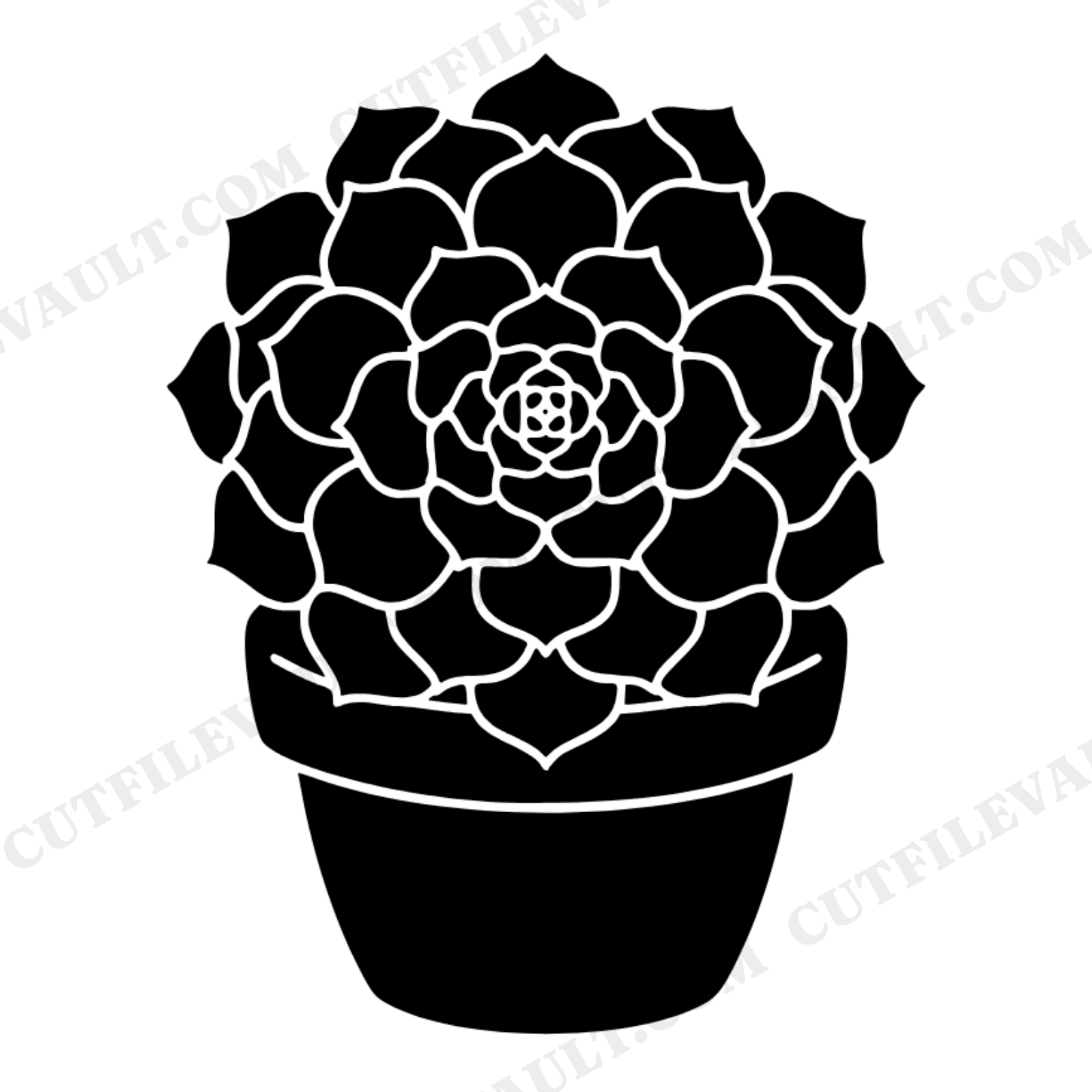 Valentine's Day Succulent Mandala SVG PNG, Potted Plant Rosette Cut File, Cottagecore Floral, view 1