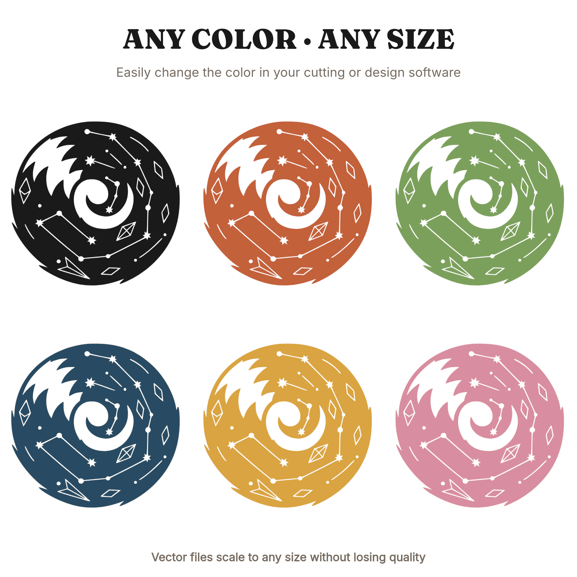 Celestial Fox Tail Spiral SVG PNG, Valentine Constellation Art Deco Geometric Cut File Design, view 2