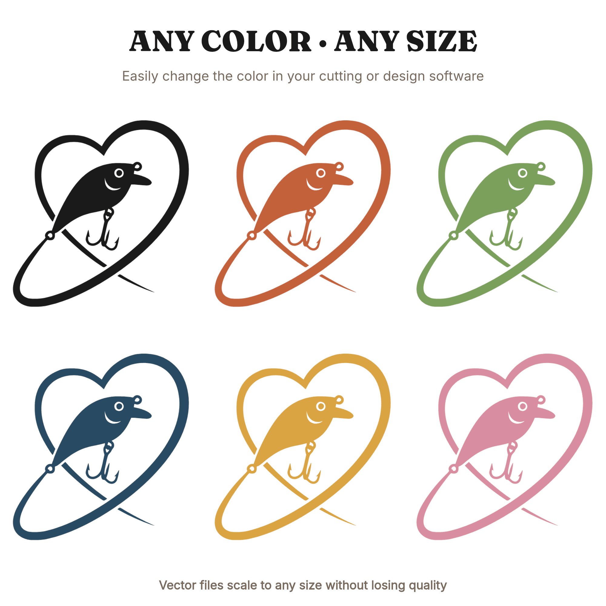 Hooked on Love Fishing Lure Heart SVG PNG, Valentine's Day Fishing Cut File, Retro 70s Wave Design, view 2