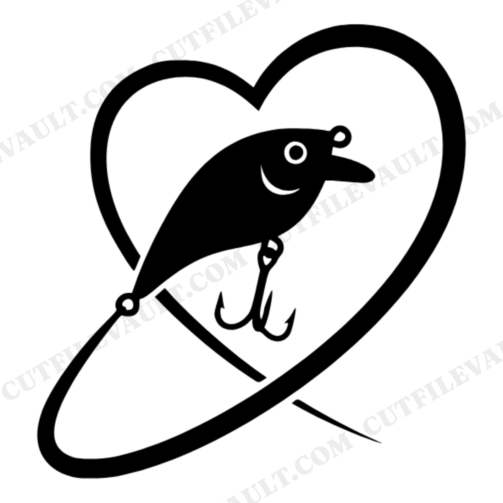 Hooked on Love Fishing Lure Heart SVG PNG, Valentine's Day Fishing Cut File, Retro 70s Wave Design, view 1