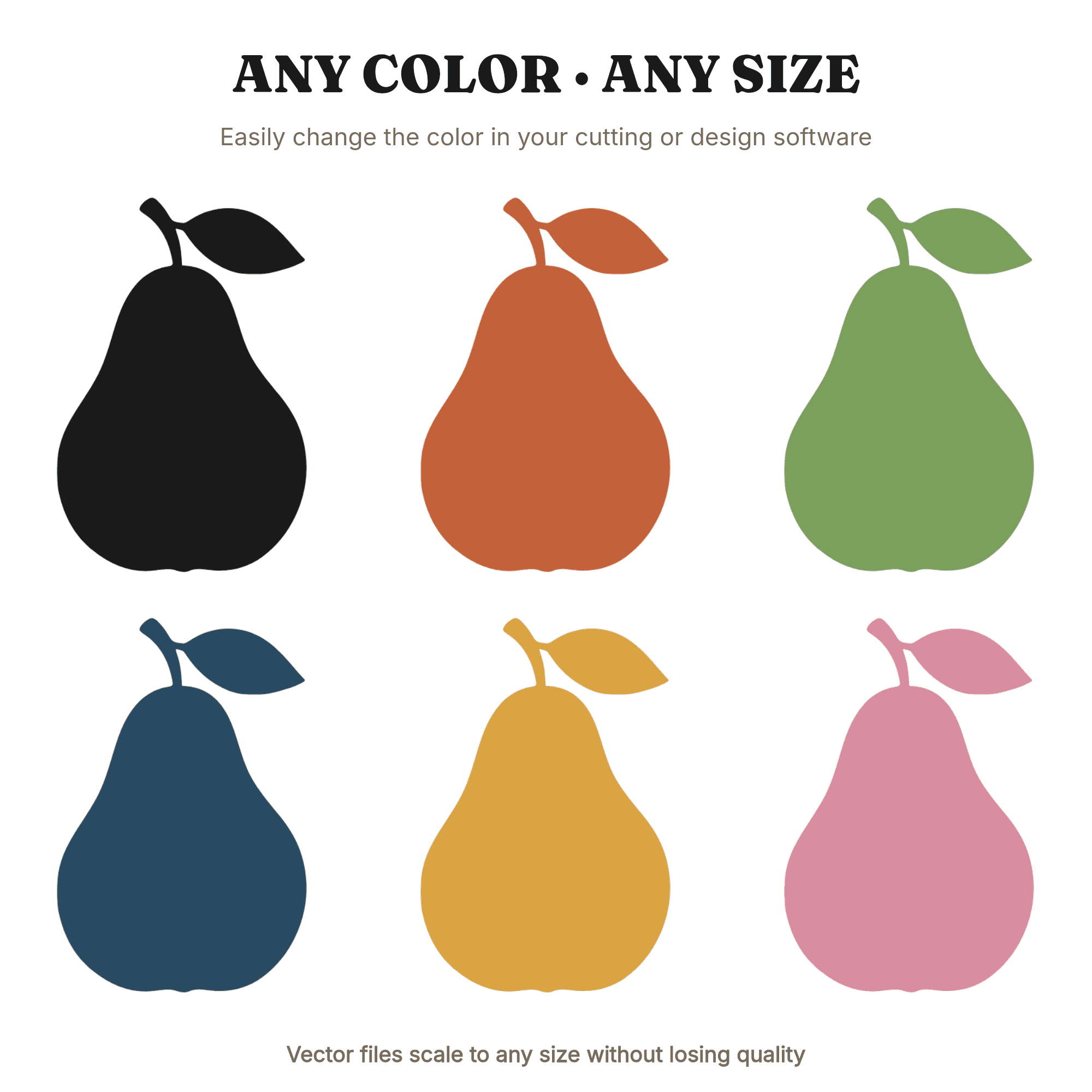 Scandinavian Pear SVG PNG, Minimalist Botanical Silhouette, Mid Century Autumn Harvest Decor Cut File, view 2