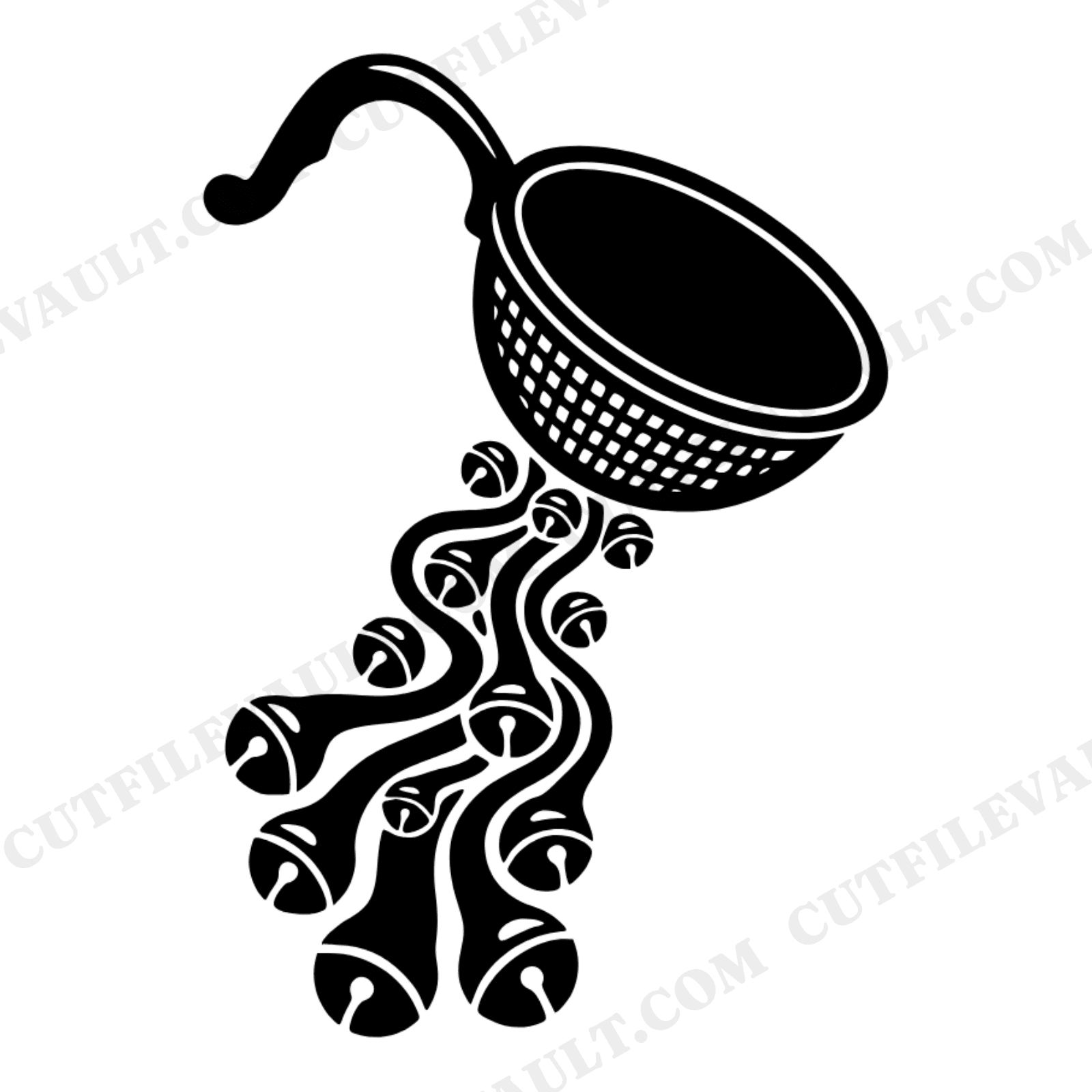 Retro Flour Sifter Jingle Bells SVG PNG, Vintage Christmas Baking Cut File, 70s Holiday Kitchen, view 1