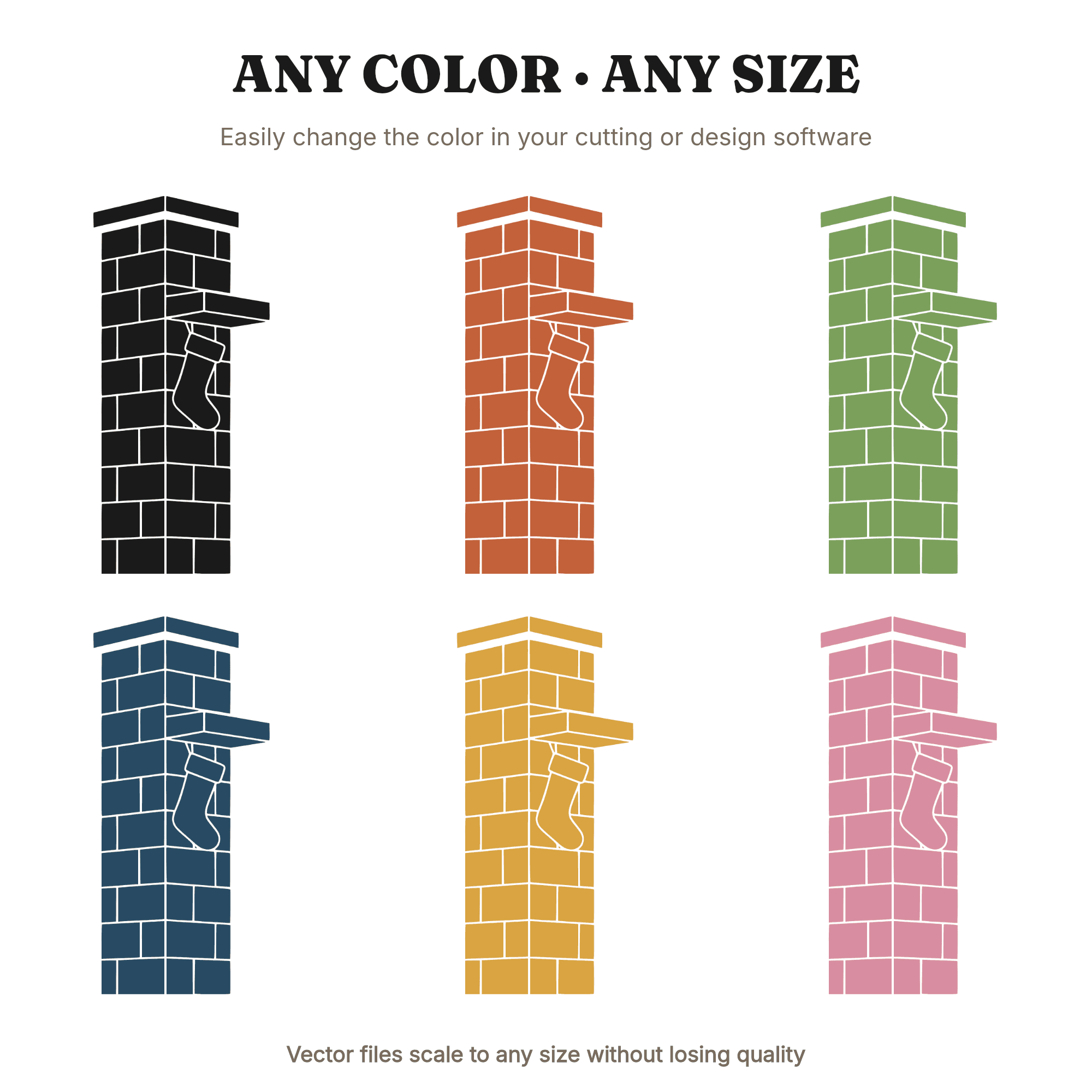 Art Deco Christmas Chimney SVG PNG, Modern Brutalist Stocking Holder Cut File, Farmhouse Holiday Decor, view 2