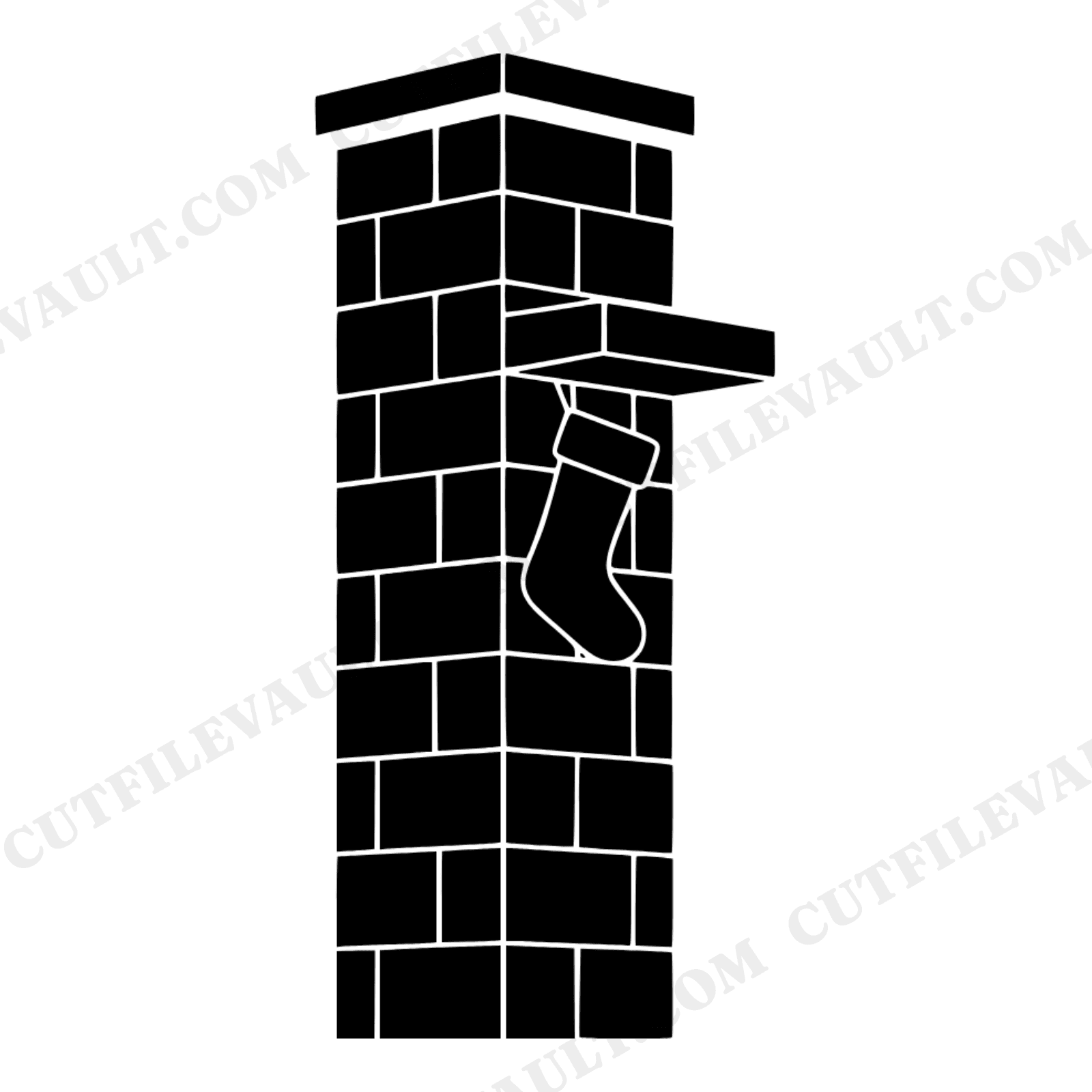 Art Deco Christmas Chimney SVG PNG, Modern Brutalist Stocking Holder Cut File, Farmhouse Holiday Decor, view 1