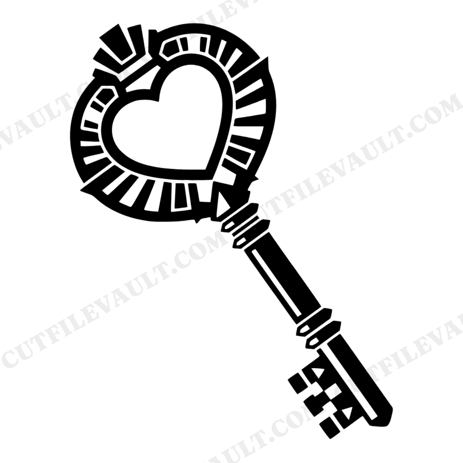 Art Deco Skeleton Key Heart SVG PNG, Valentine's Day Key to My Heart Cut File, Romantic Victorian, view 1