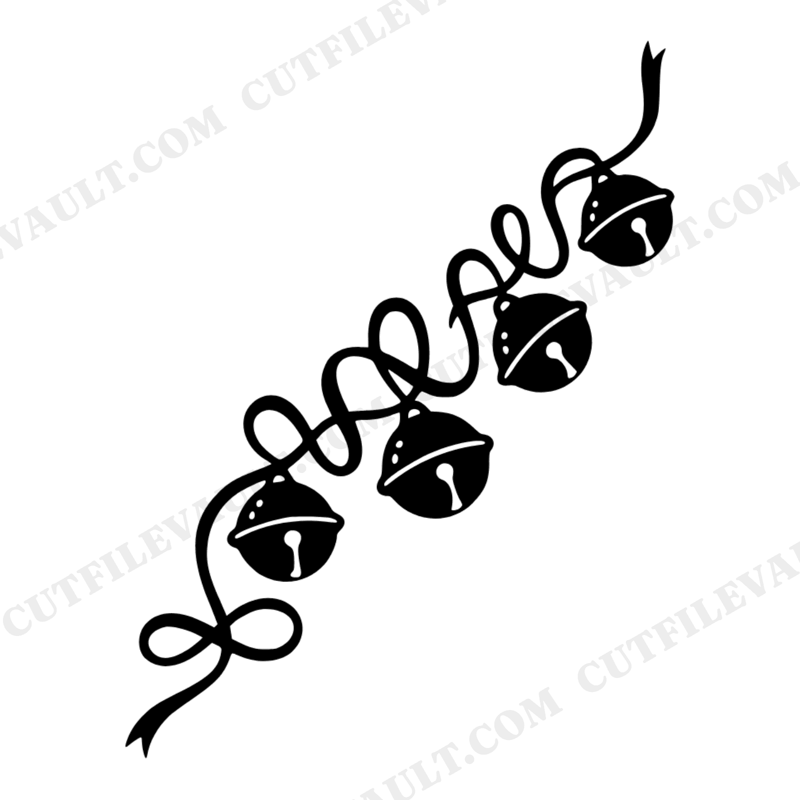 Joyful Sleigh Bells Spiral Ribbon SVG PNG Christmas Holiday Cut File Boho Organic Design, view 1