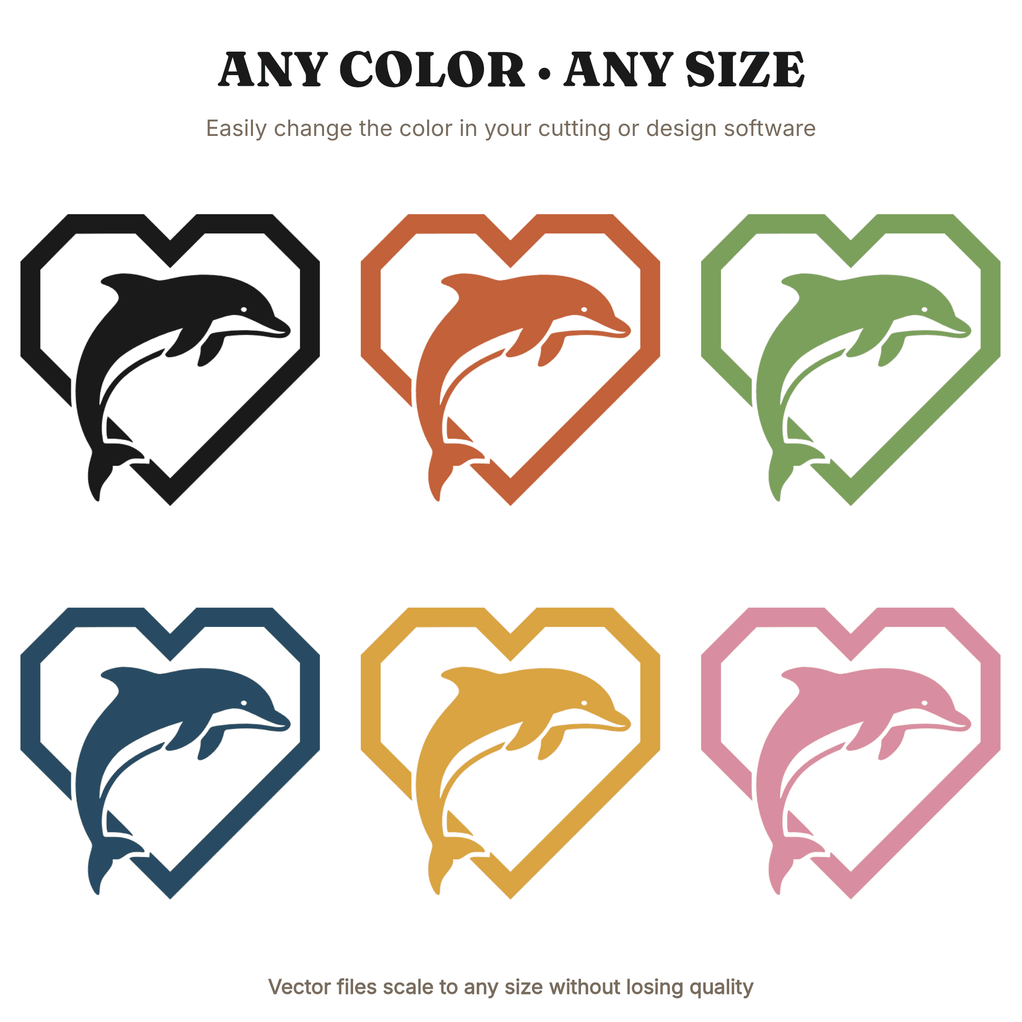 Dolphin Leaping Through Heart Hoop SVG PNG Valentine's Day Cut File Scandinavian Line Art, view 2