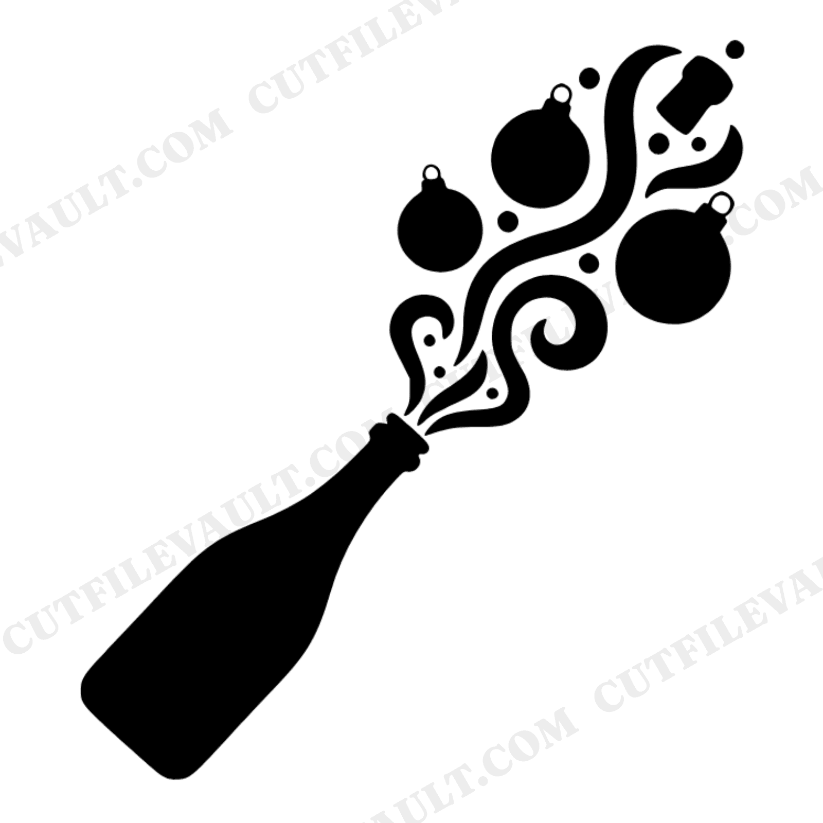 Retro Champagne Toast SVG PNG, 70s Wave Christmas Ornament Bubbles, New Year's Eve Party Decor Cut File, view 1
