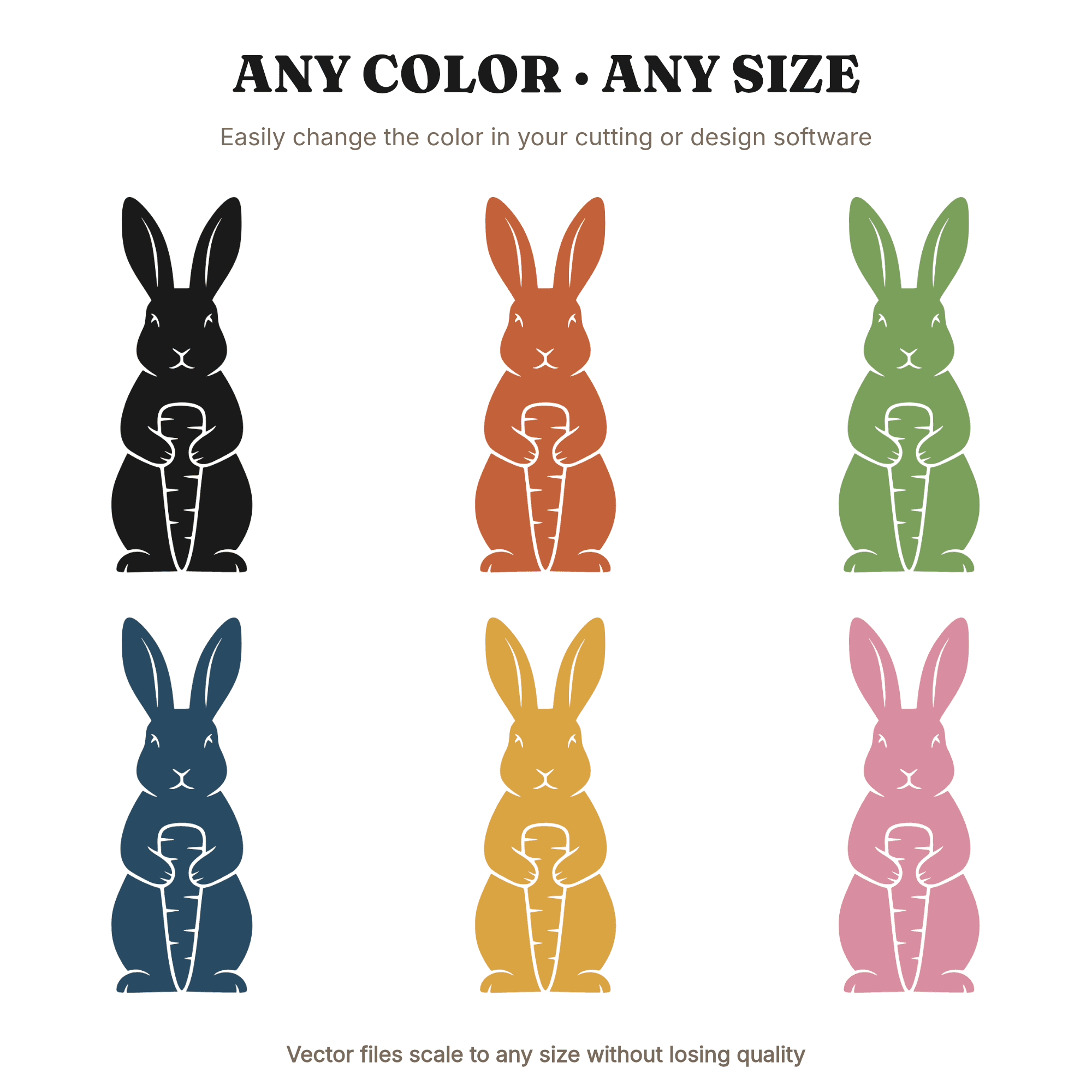 Upright Rabbit with Carrot SVG PNG, Scandinavian Harvest Bunny Silhouette Cut File for Cricut, view 2