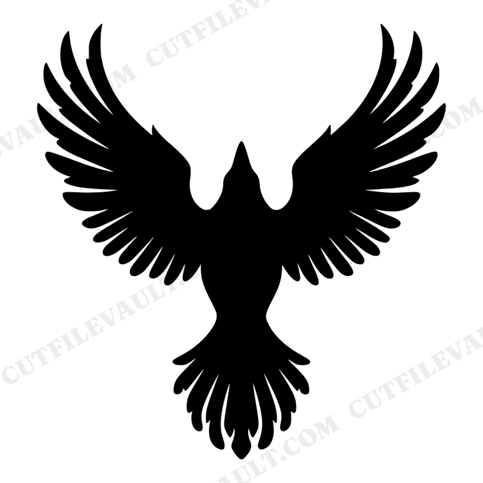 Gothic Raven Shield SVG, Heraldic Bird Silhouette PNG, Halloween Raven Wings Cut File, view 1