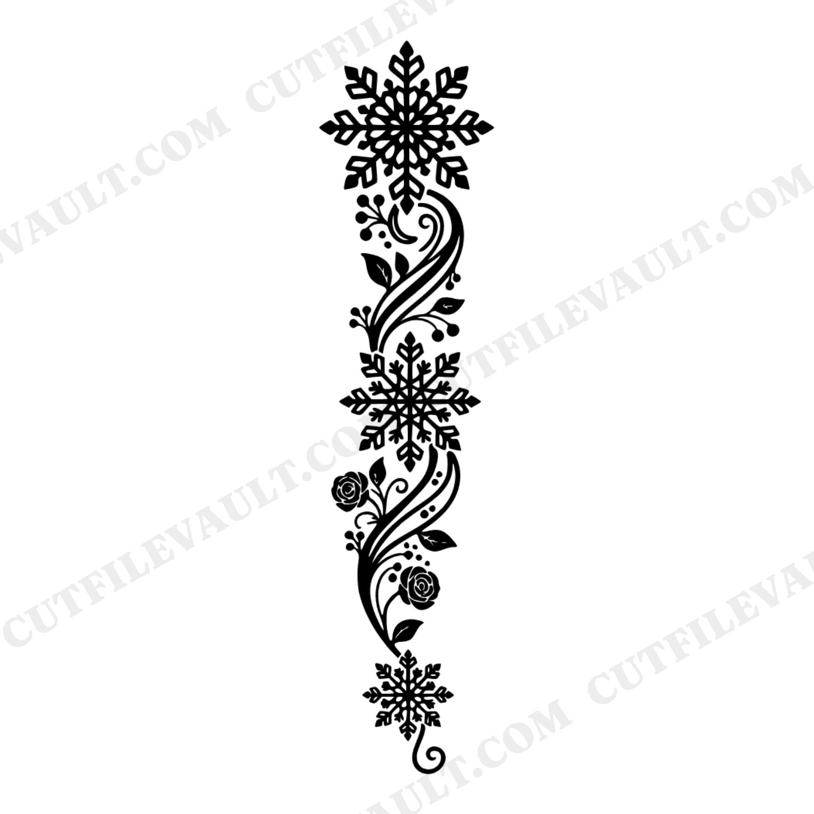 Art Nouveau Snowflake Mobile SVG PNG, Three Tier Christmas Winter Decor Cut File for Cricut, view 1