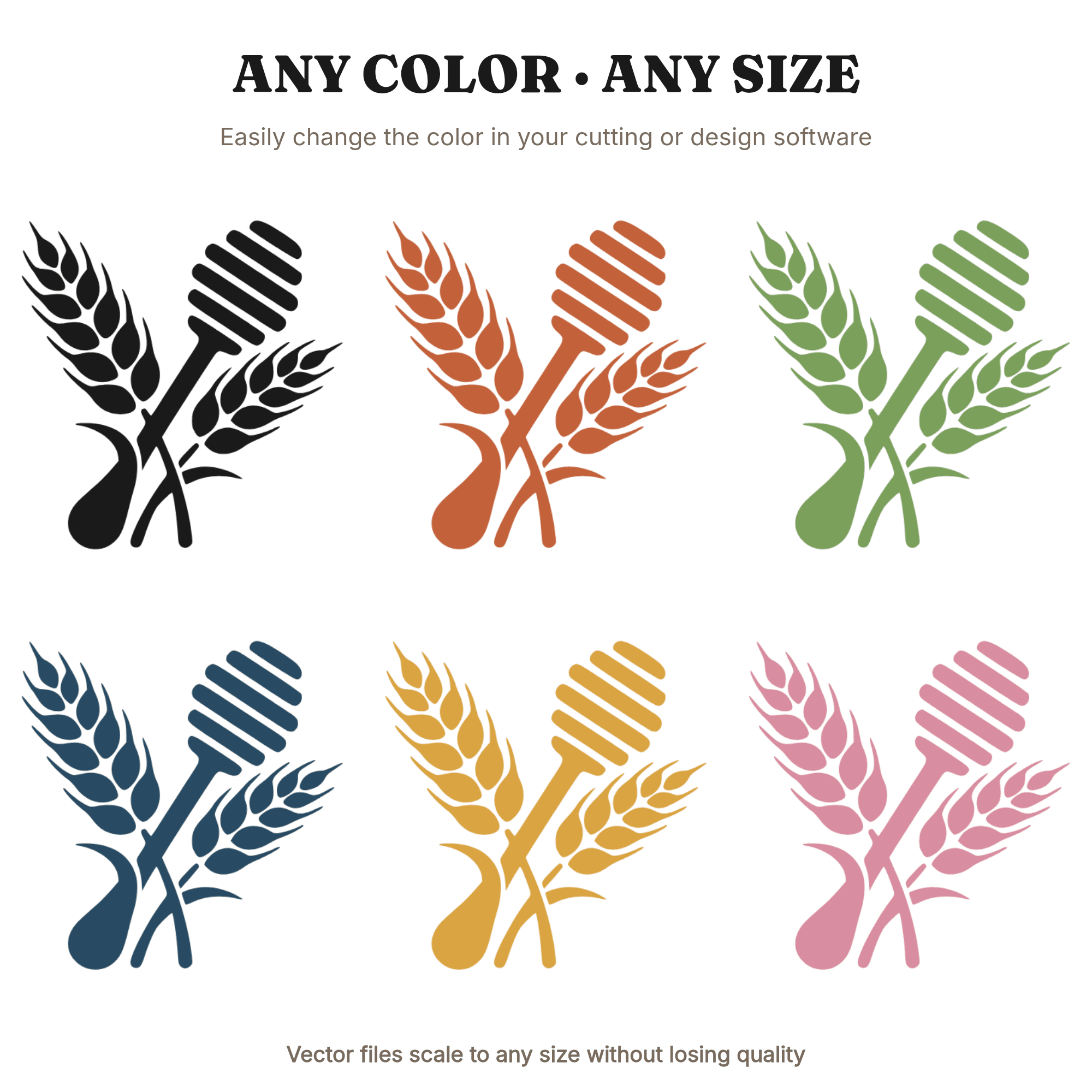 Autumn Harvest Honey Dipper Wheat SVG PNG, Scandinavian Fall Abstract Cut File for Cricut, view 2