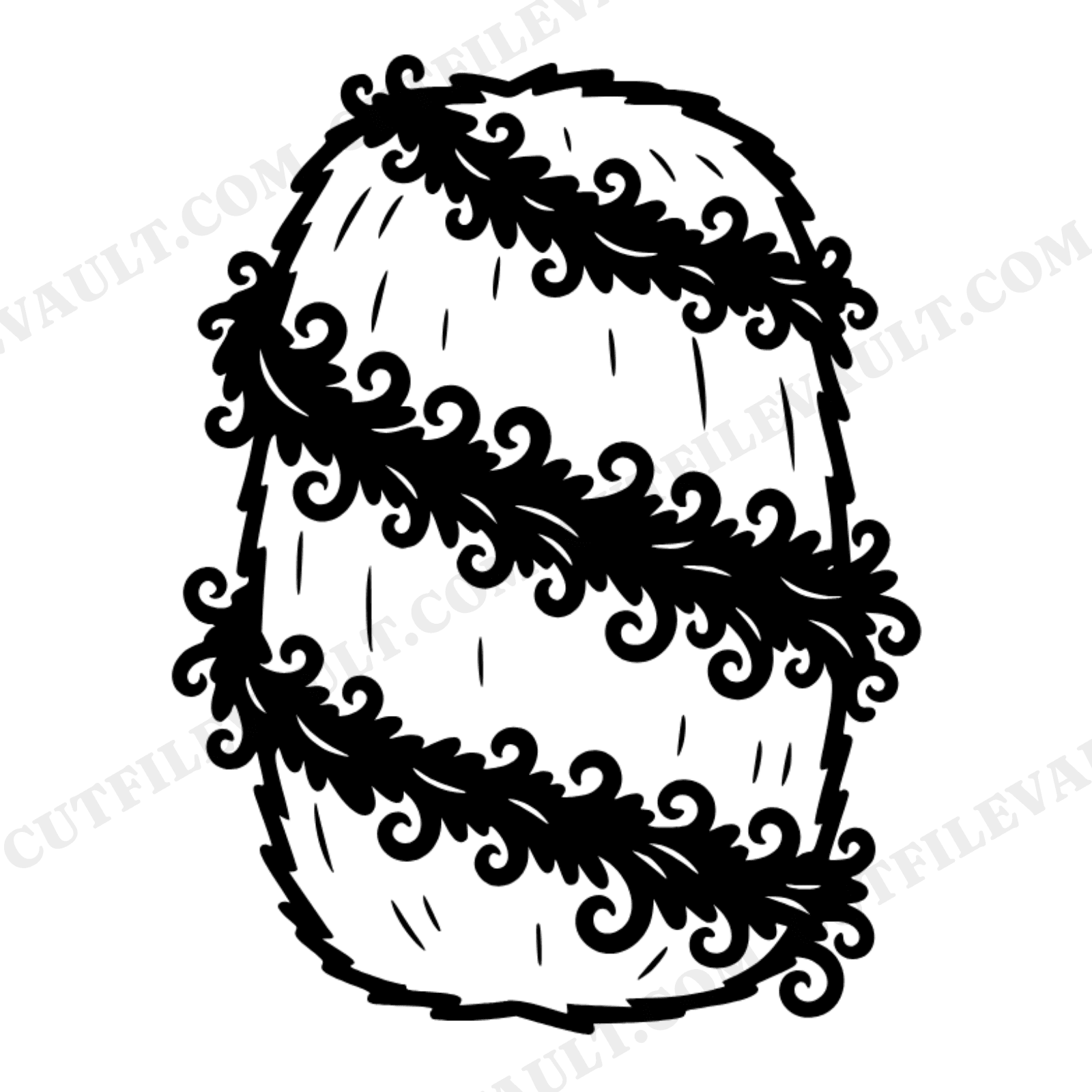 Round Hay Bale Christmas SVG PNG, Farmhouse Garland Cut File, Retro 70s Country Holiday Design, view 1