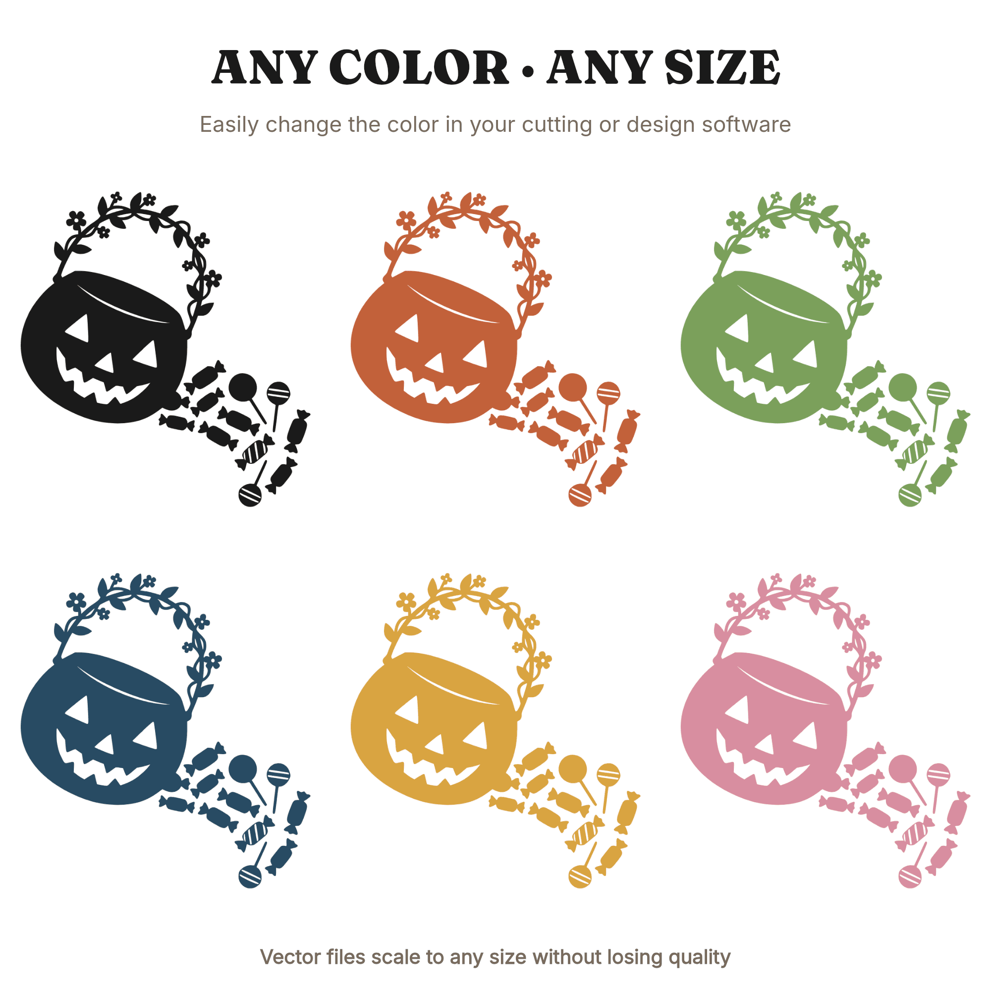 Tilted Pumpkin Bucket SVG, Spilling Candy Halloween PNG, Cottagecore Fall Cut File for Cricut, view 2