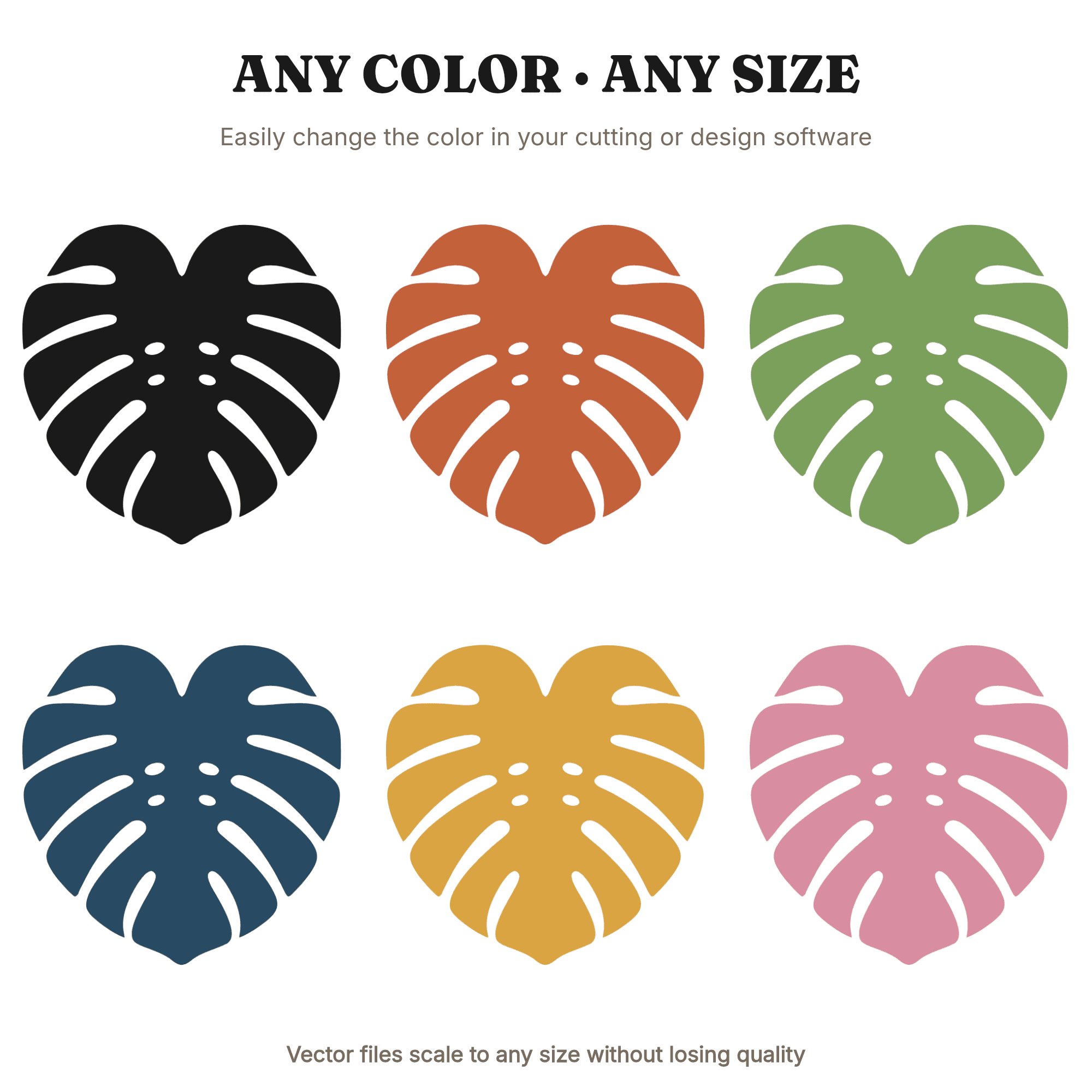 Retro Monstera Heart SVG PNG, 70s Botanical Silhouette Cut File, Symmetrical Leaf Design Valentine, view 2