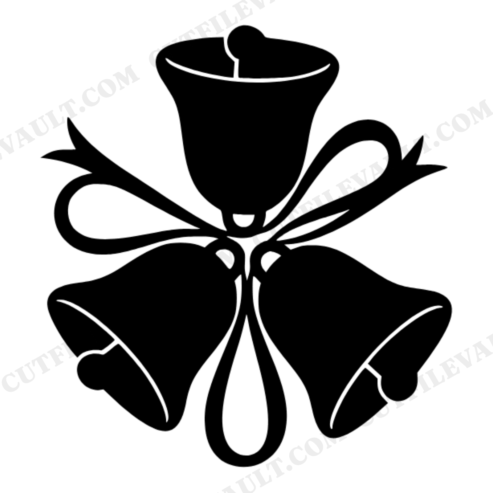 Christmas Sleigh Bells Triangle Ornament SVG PNG, Folk Art Holiday Cut File, Festive Papercut Design, view 1