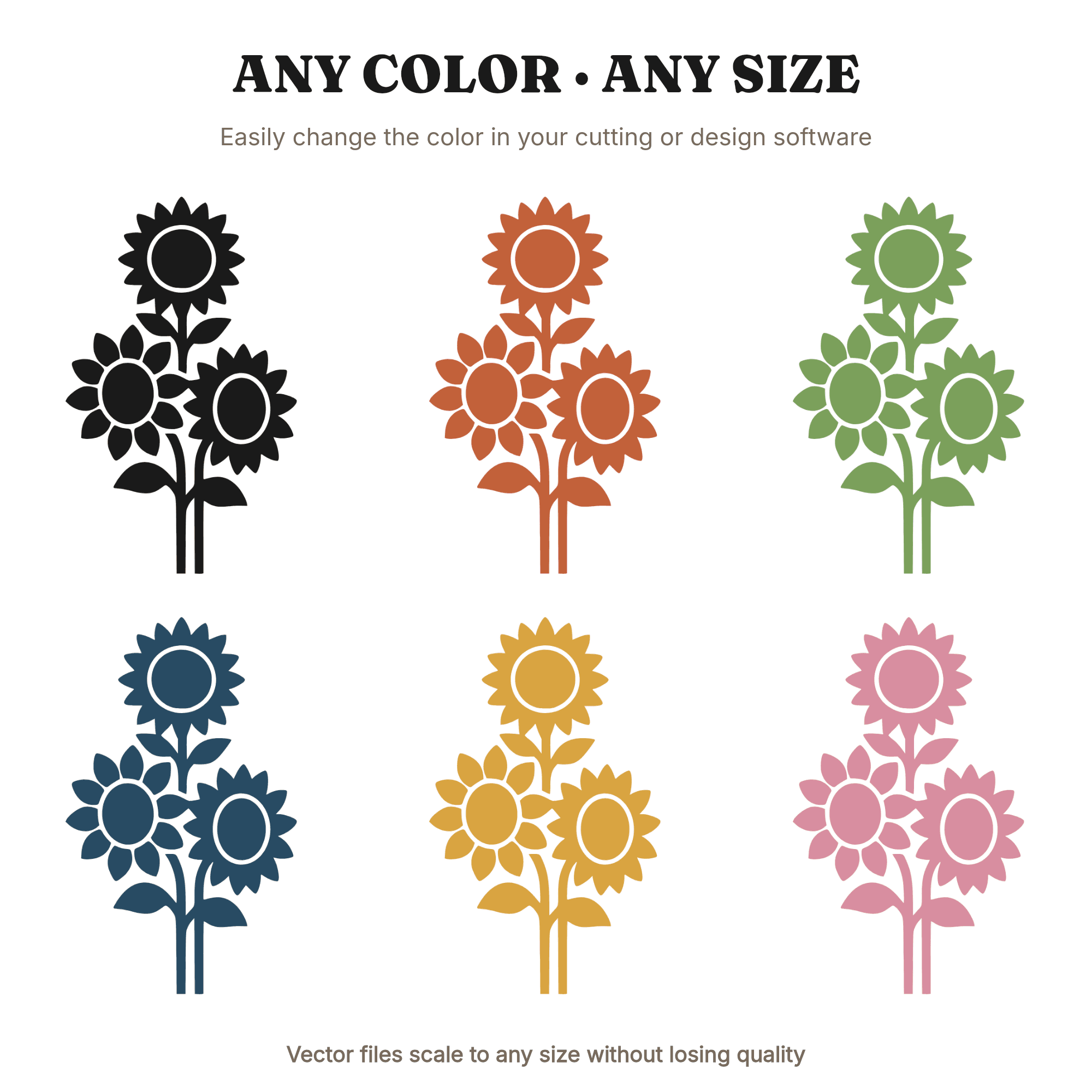 Stacked Sunflower SVG PNG Labor Day Sunflower Column Cut File Mid Century Patriotic Summer Design, view 2
