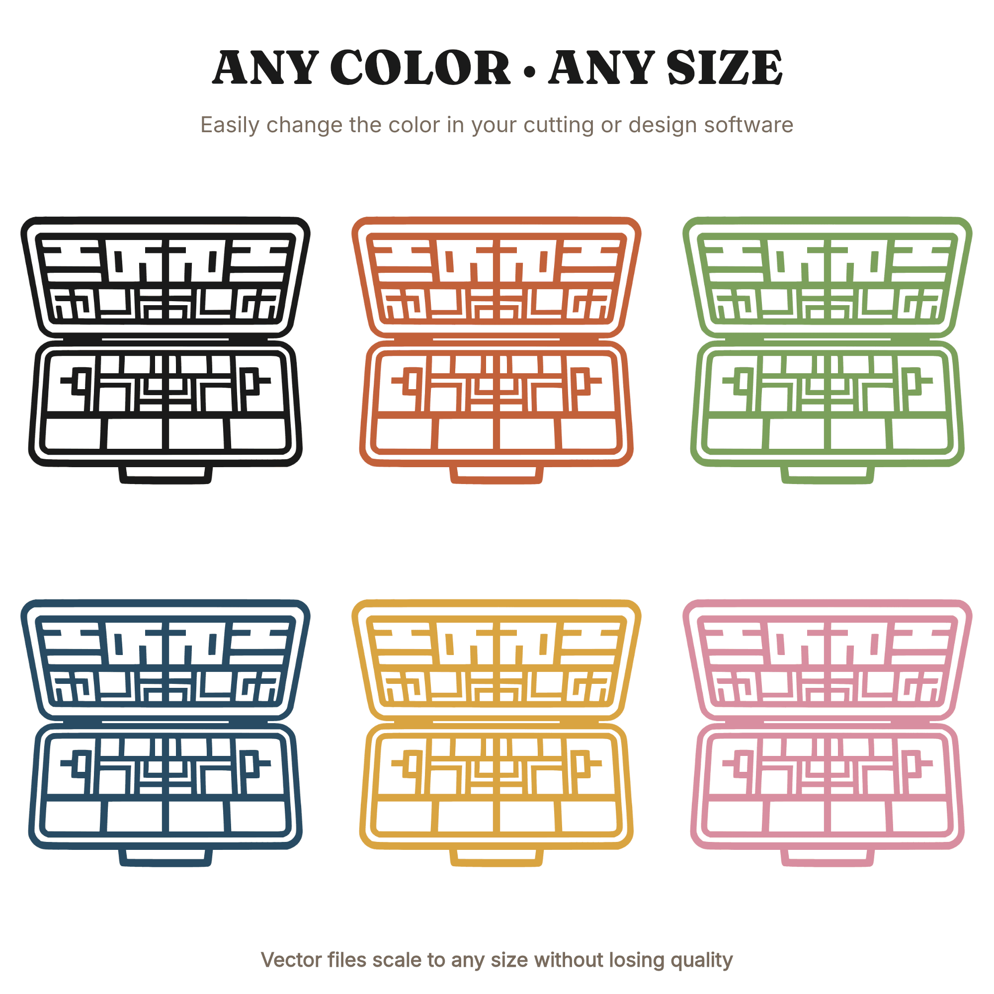 Christmas Tackle Box SVG PNG, Fishing Folk Art Cut File, Overhead View Papercut Design, view 2