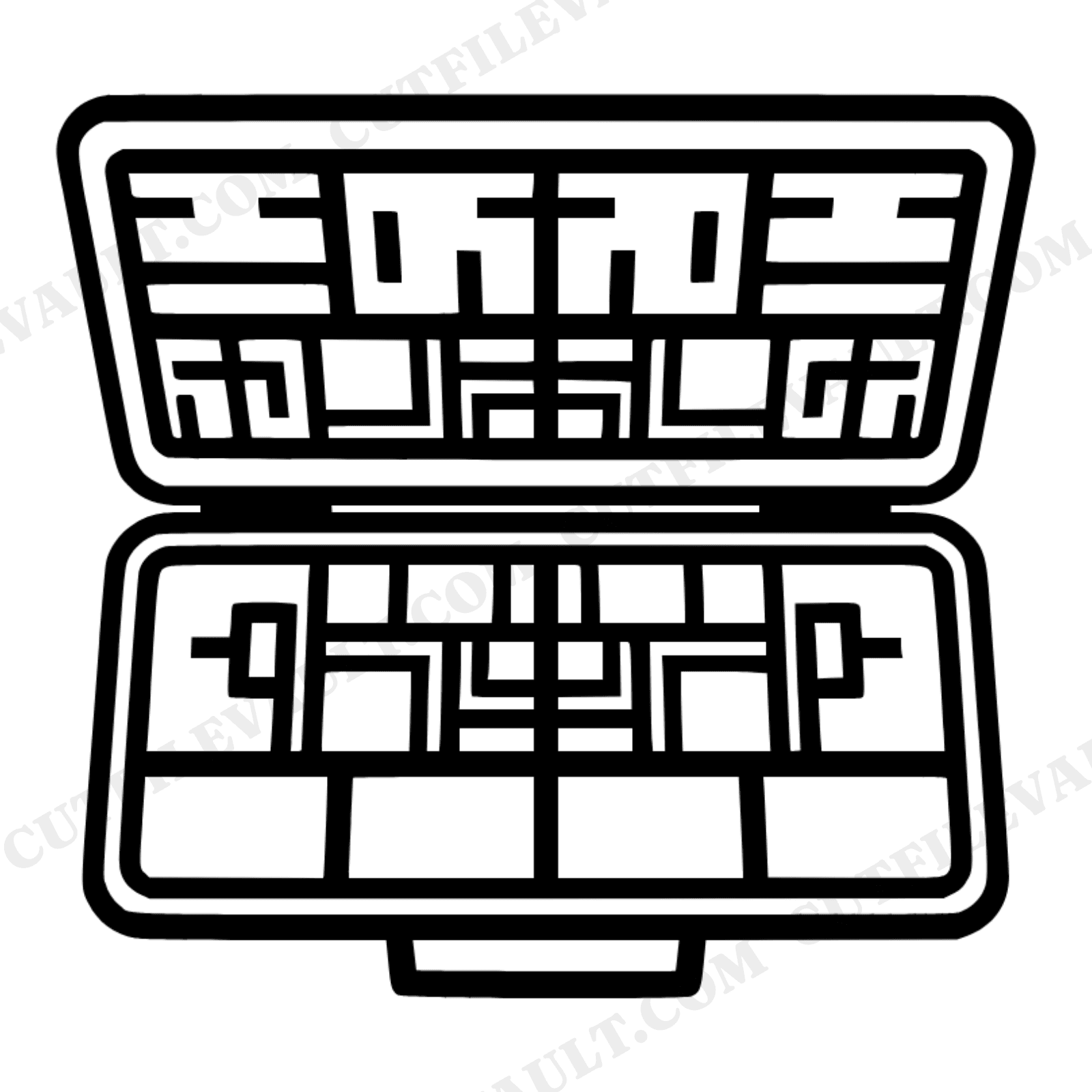 Christmas Tackle Box SVG PNG, Fishing Folk Art Cut File, Overhead View Papercut Design, view 1