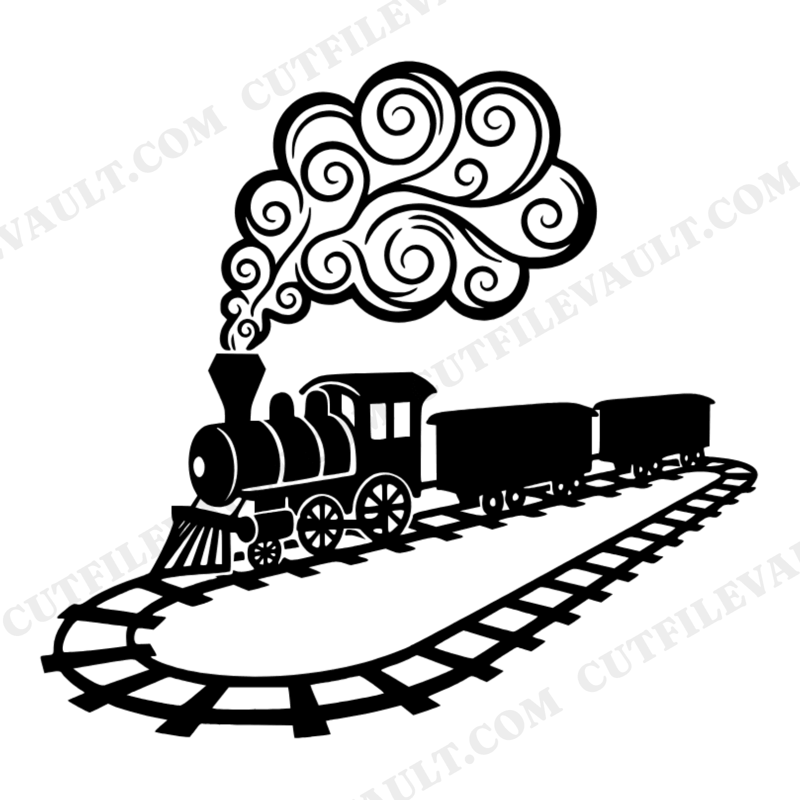 Christmas Toy Train SVG PNG, Vintage Curved Track Cut File, Holiday Nursery Decor, Birthday Banner, view 1
