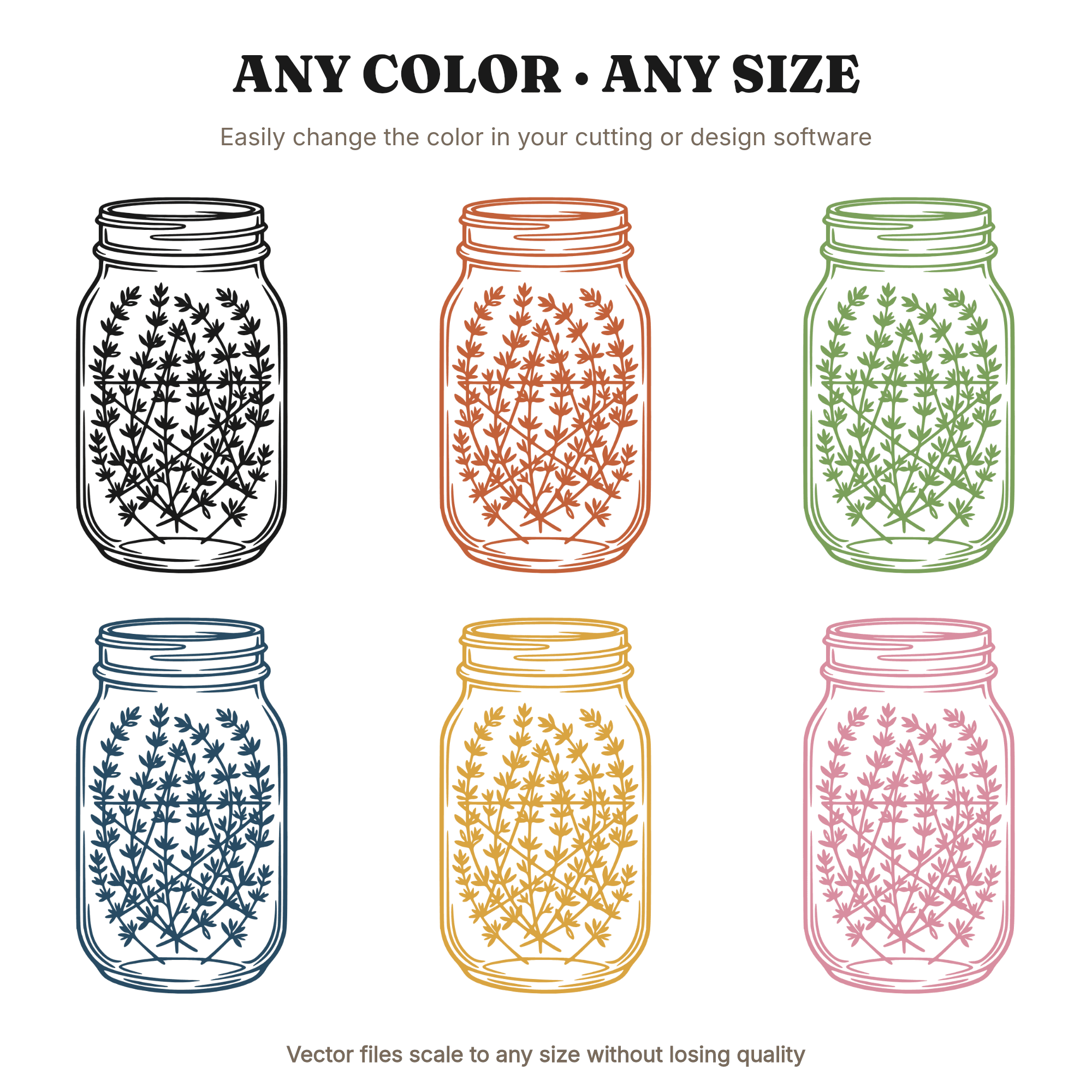 Kitchen Witch Mason Jar SVG PNG, Thyme Pentagram Herb Magic Cut File, Halloween Farmhouse Decor, view 2