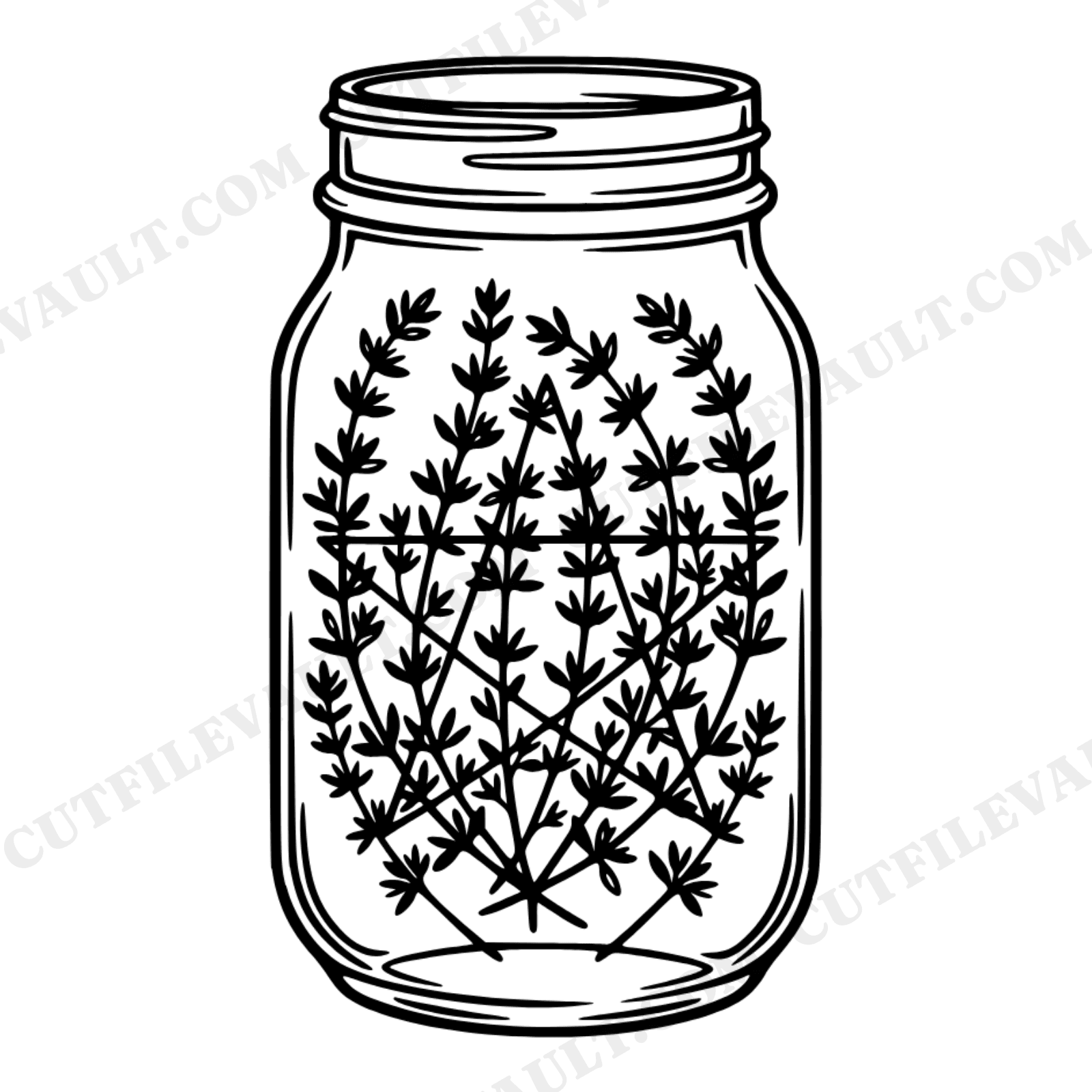 Kitchen Witch Mason Jar SVG PNG, Thyme Pentagram Herb Magic Cut File, Halloween Farmhouse Decor, view 1