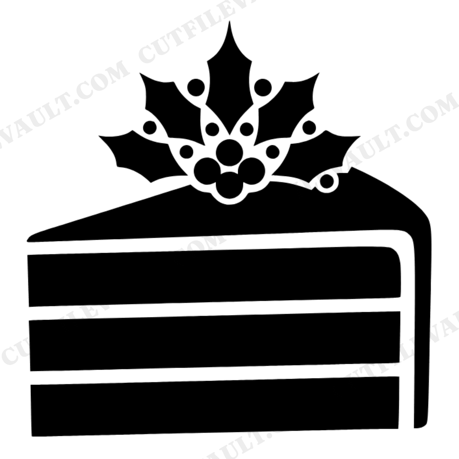 Art Deco Cake Slice SVG PNG, Holly Crown Celebration Cake Cut File, New Year Party Decor, view 1