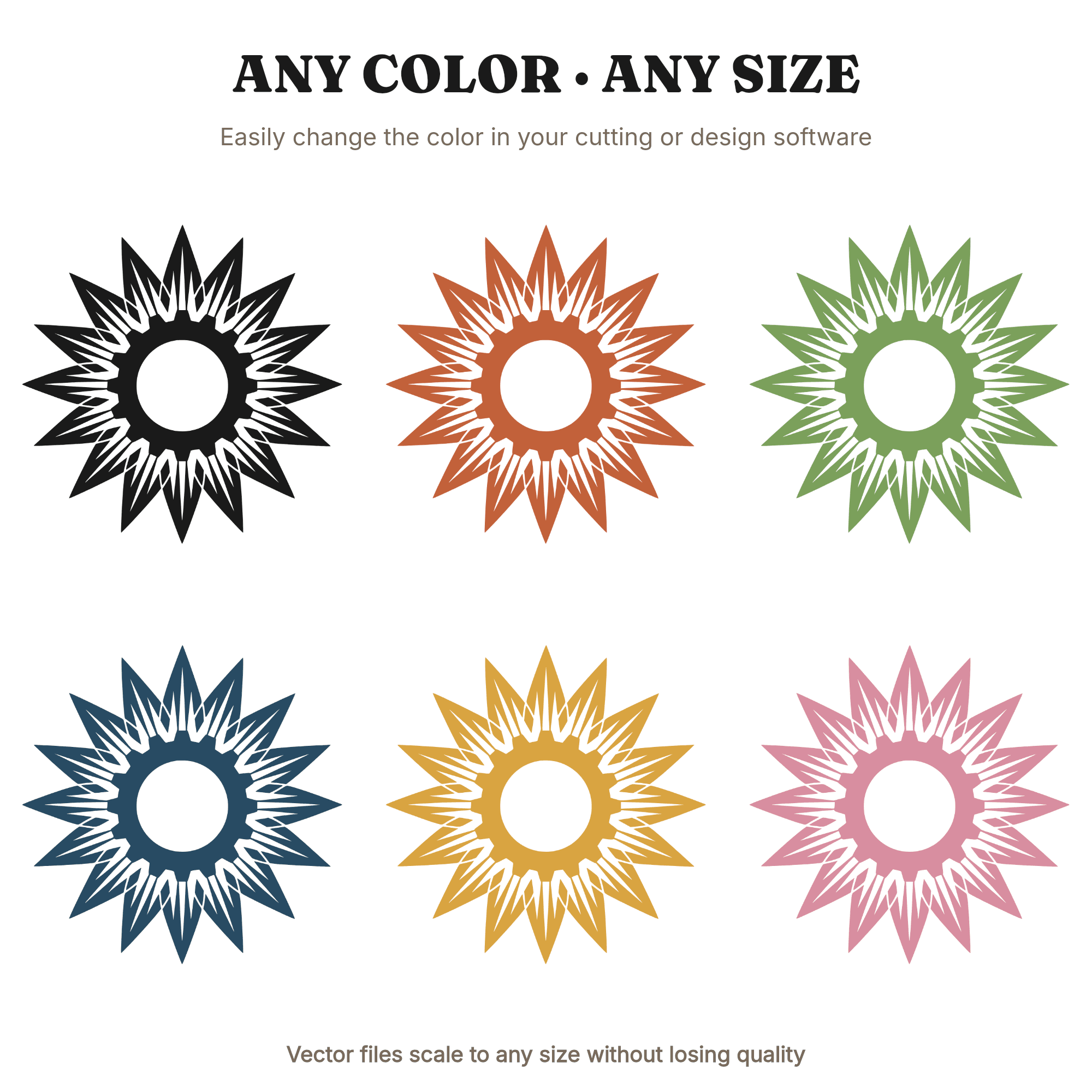 Art Deco Sunflower SVG, Steampunk Gear Flower PNG, Geometric Teacher Gift Cut File, view 2