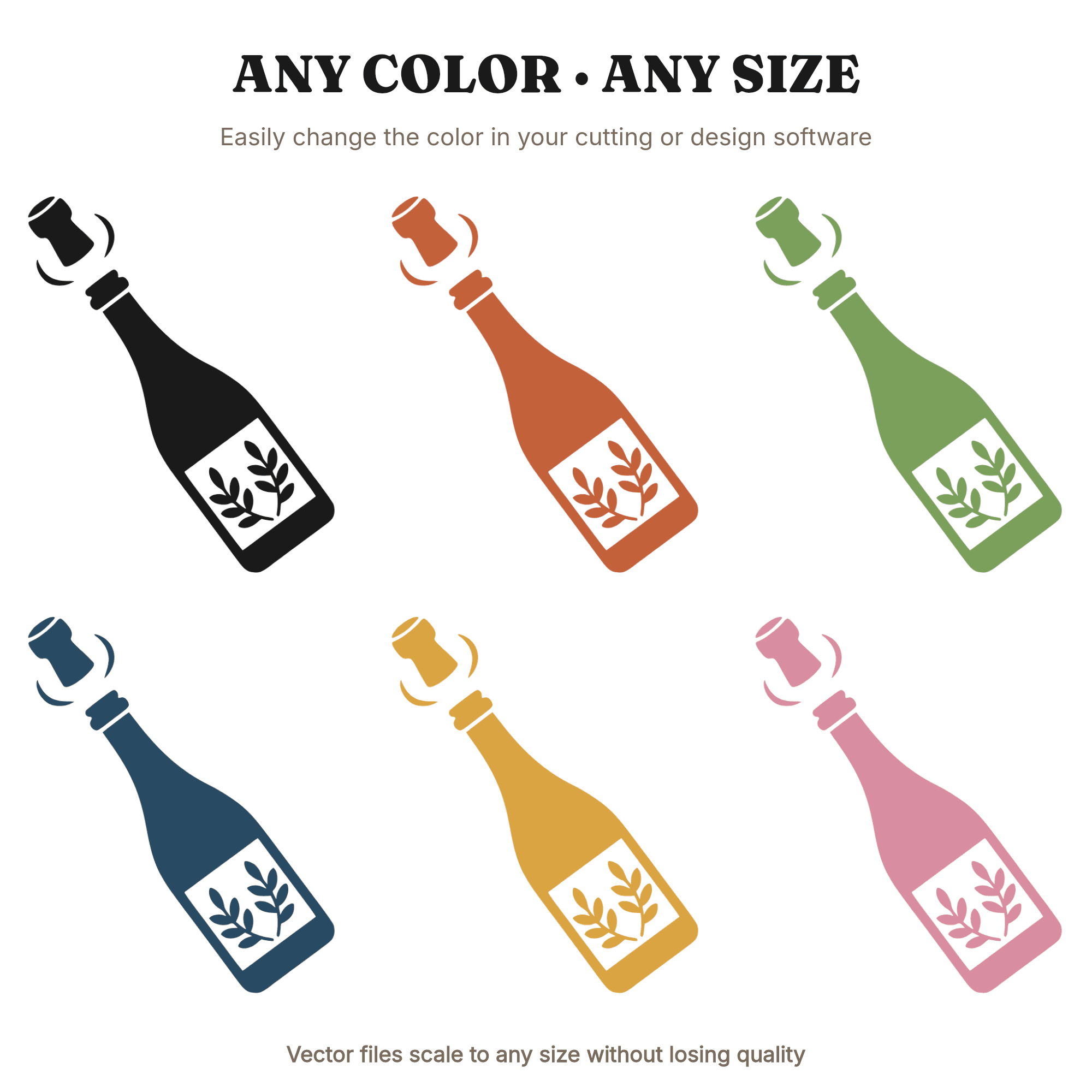 Mid Century Champagne Bottle Cork Pop SVG PNG Labor Day Celebration Toast Cut File Vintage, view 2