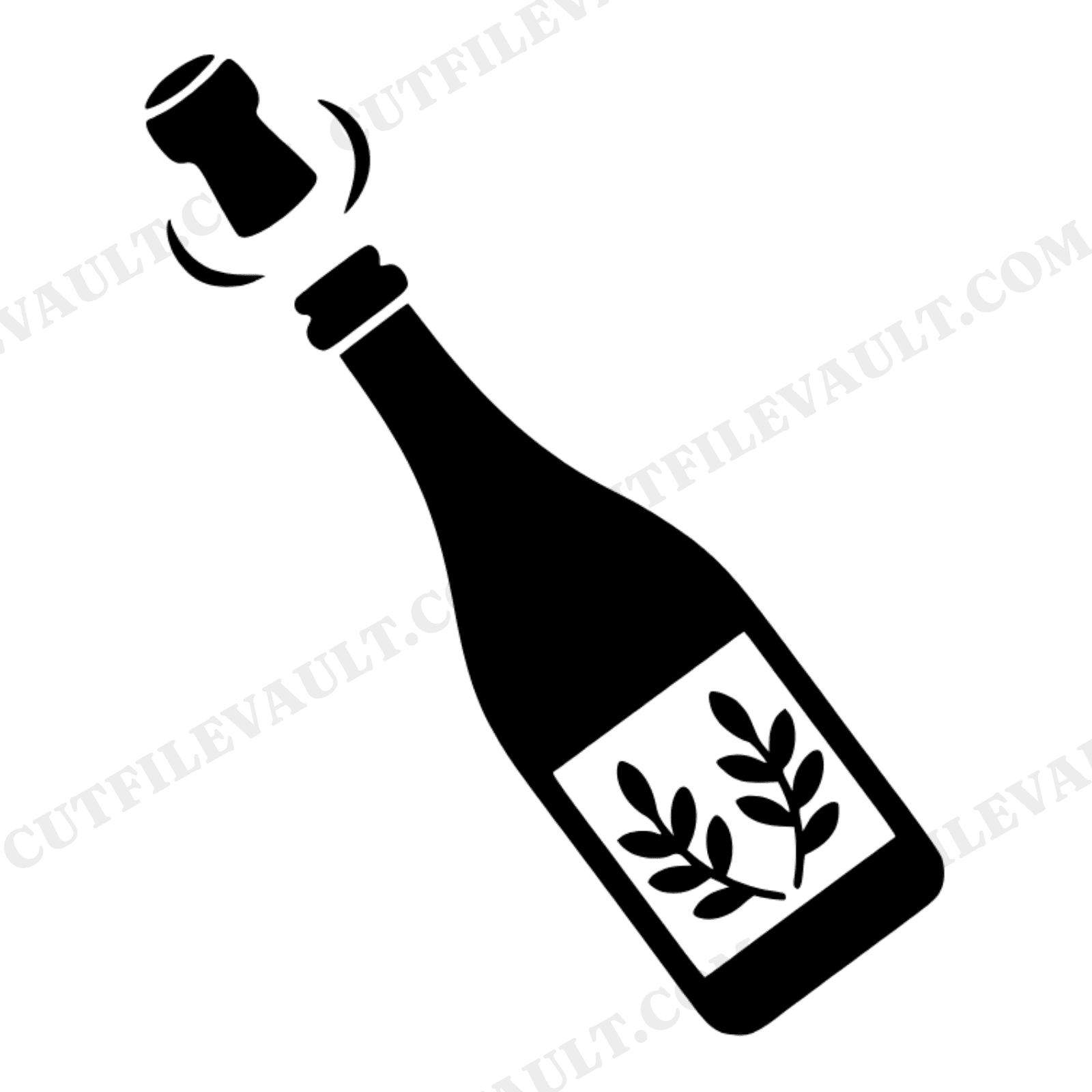 Mid Century Champagne Bottle Cork Pop SVG PNG Labor Day Celebration Toast Cut File Vintage, view 1