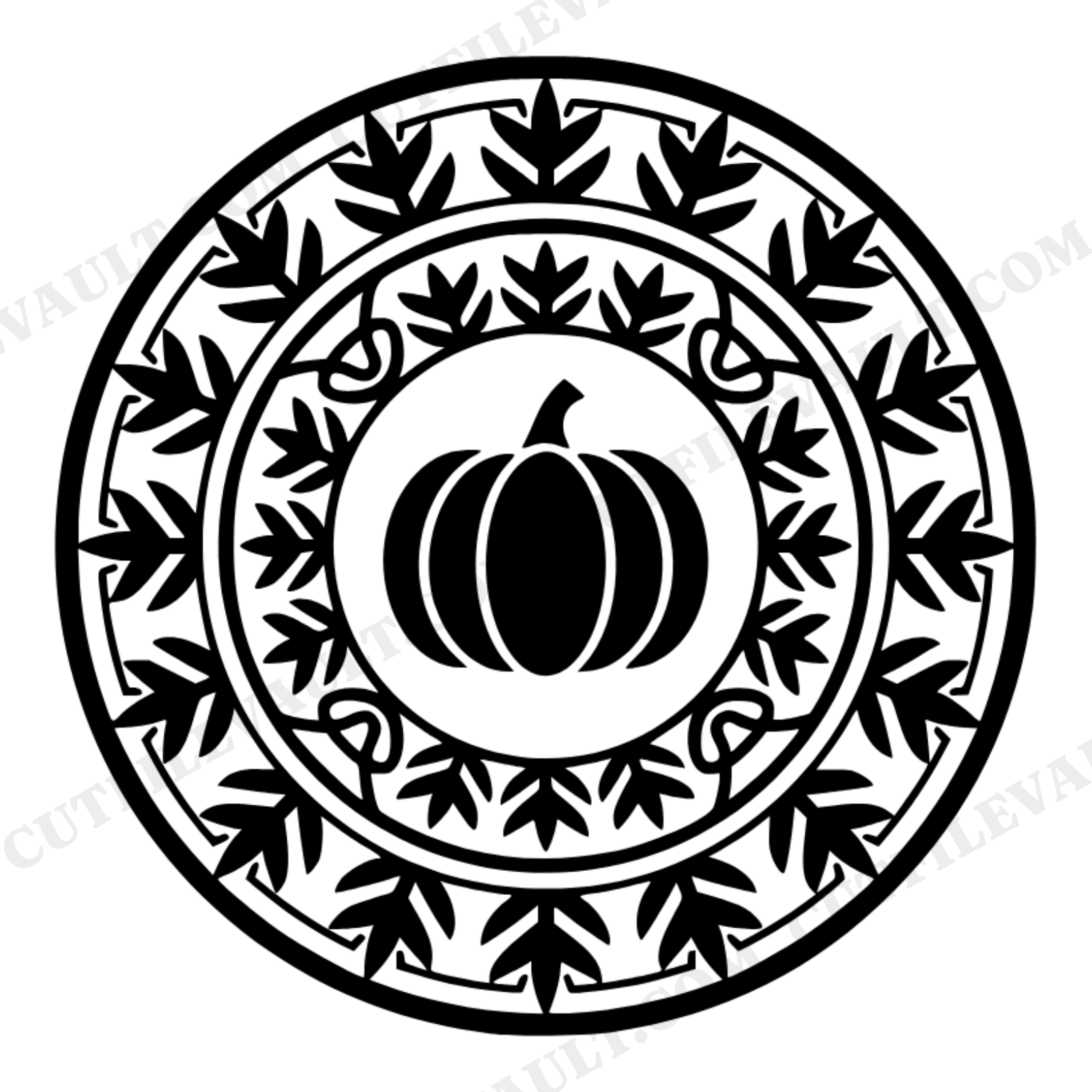Art Deco Pumpkin Mandala SVG PNG, Geometric Fall Harvest Medallion Cut File for Cricut, view 1