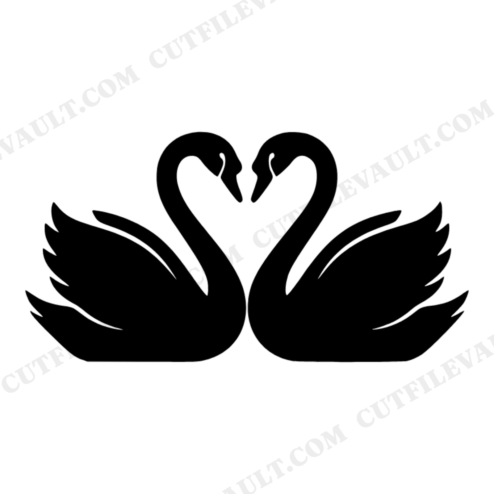 Valentine Swan Heart SVG PNG, Boho Love Card Topper Cut File, Romantic Silhouette Design, view 1