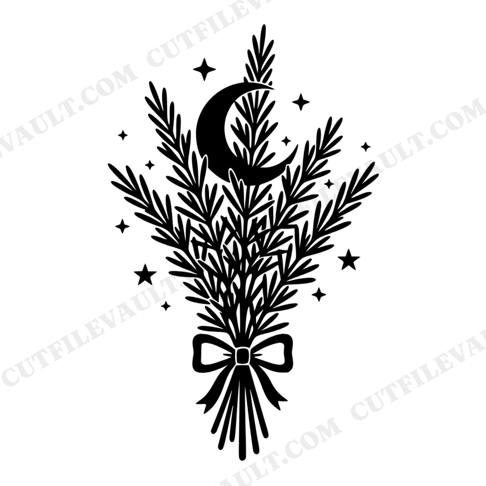 Celestial Rosemary Bundle SVG PNG, Moon and Stars Herb Kitchen Witch Cut File for Cricut, view 1