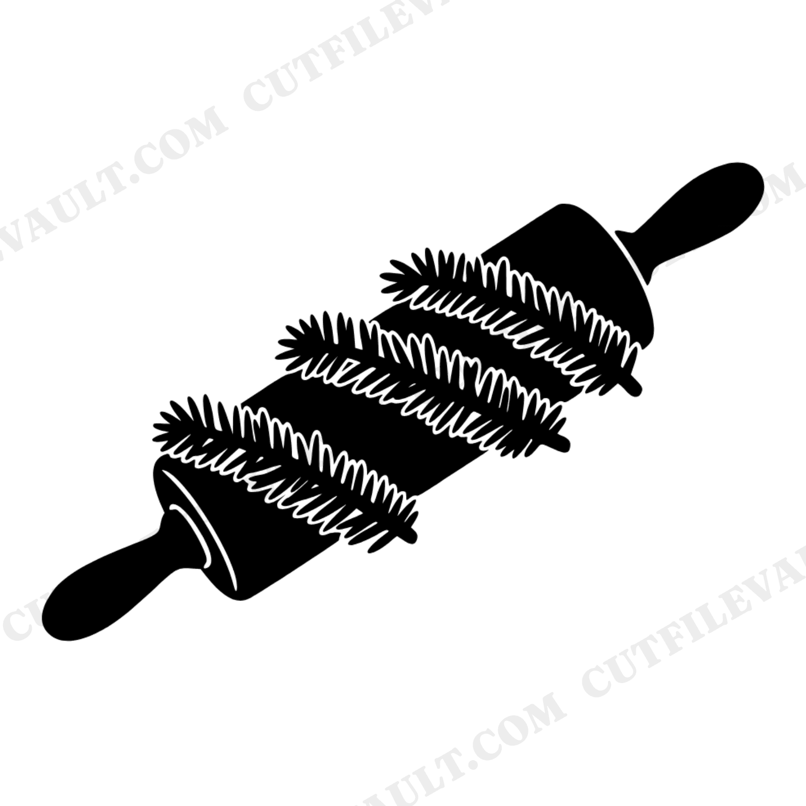 Christmas Rolling Pin SVG, Mystical Pine Garland Kitchen Decor PNG, Holiday Baking Cut File, view 1