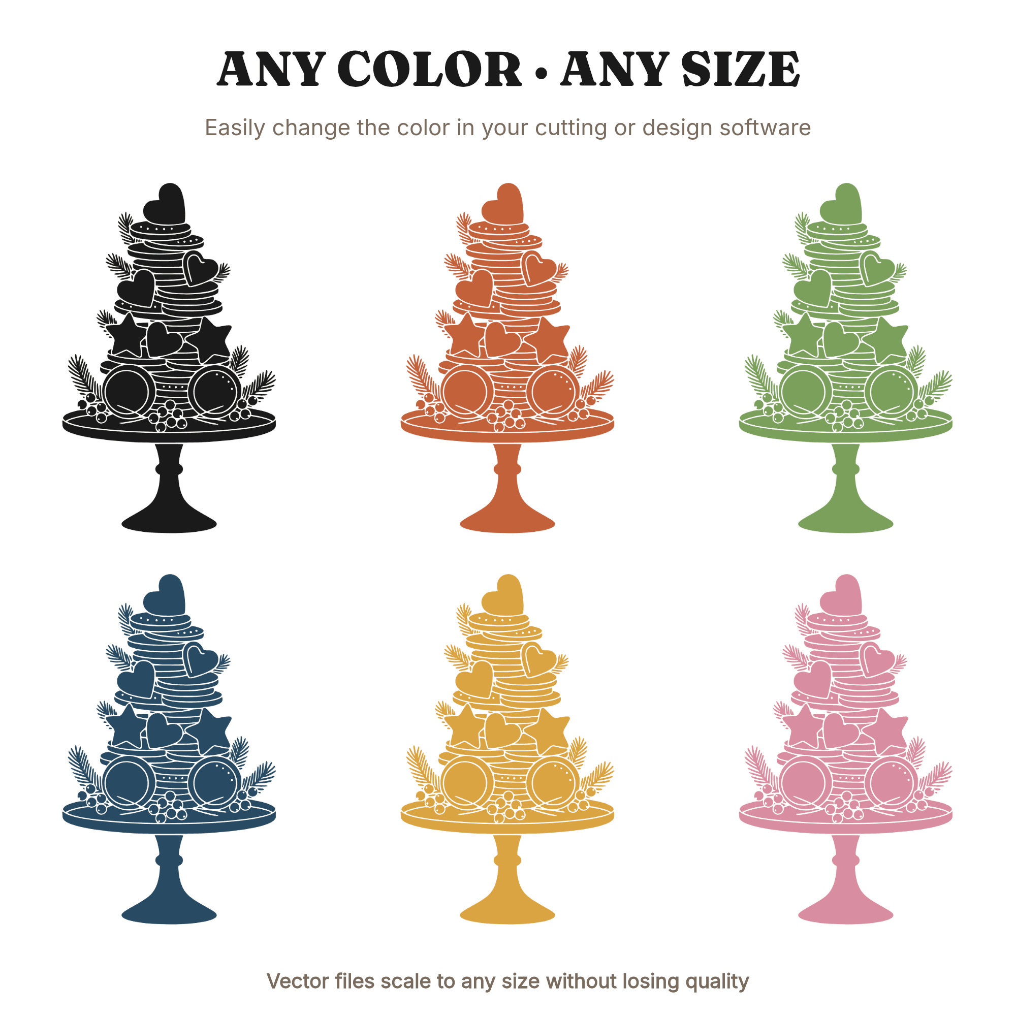 Scandinavian Gingerbread Cake Stand SVG PNG, Holiday Baking Silhouette, Winter Wedding Dessert, view 2
