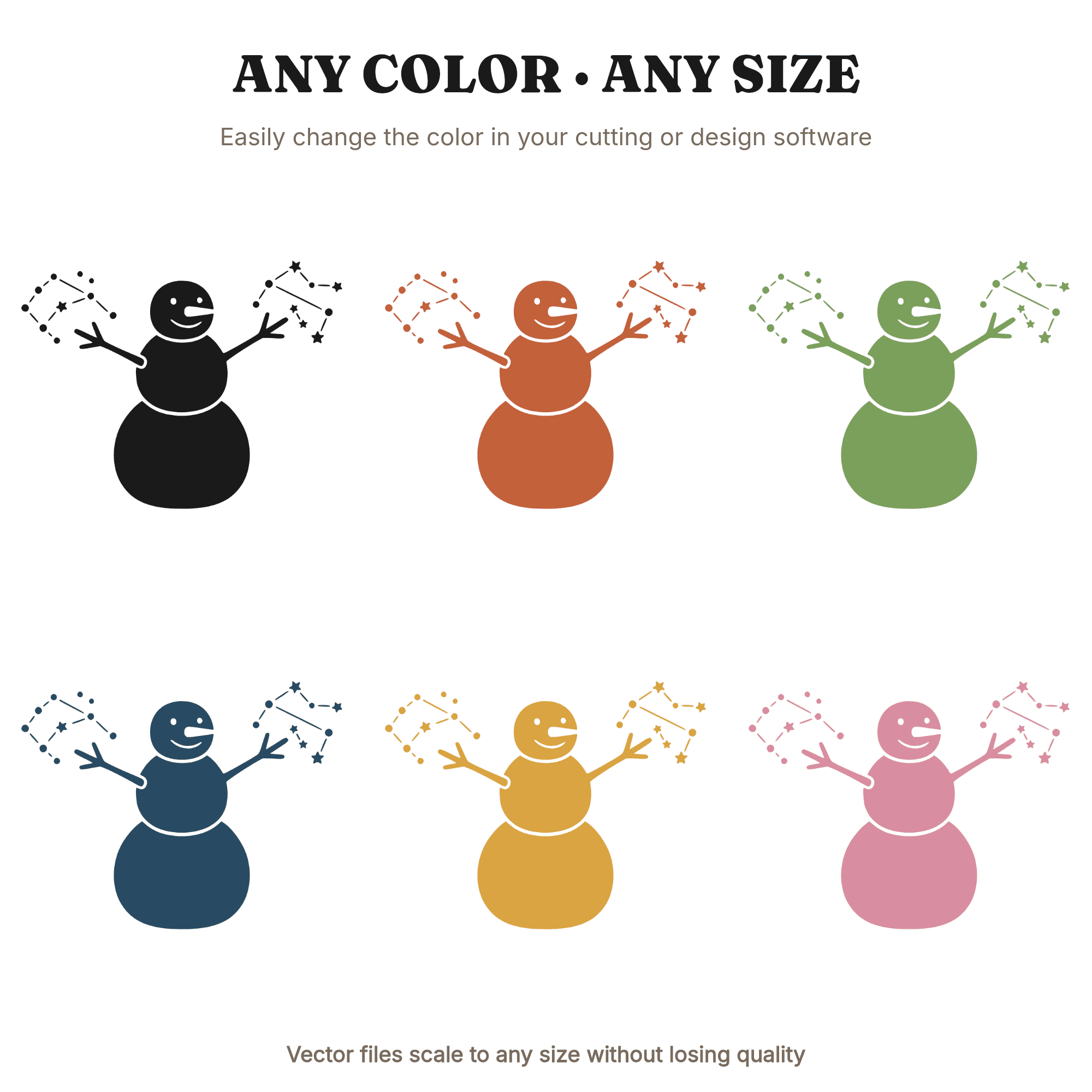Celestial Snowman SVG, Star Map Constellation Snowman PNG, Winter Nursery Cut File, view 2