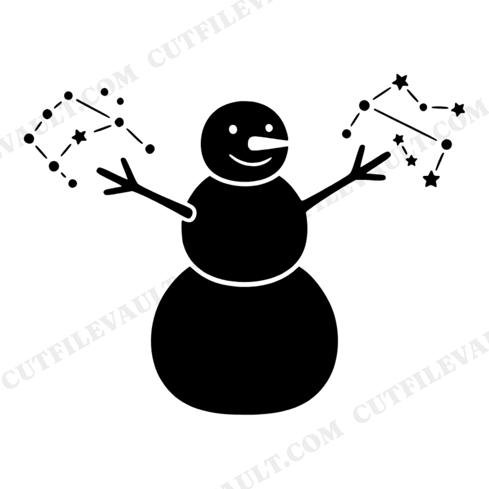 Celestial Snowman SVG, Star Map Constellation Snowman PNG, Winter Nursery Cut File, view 1