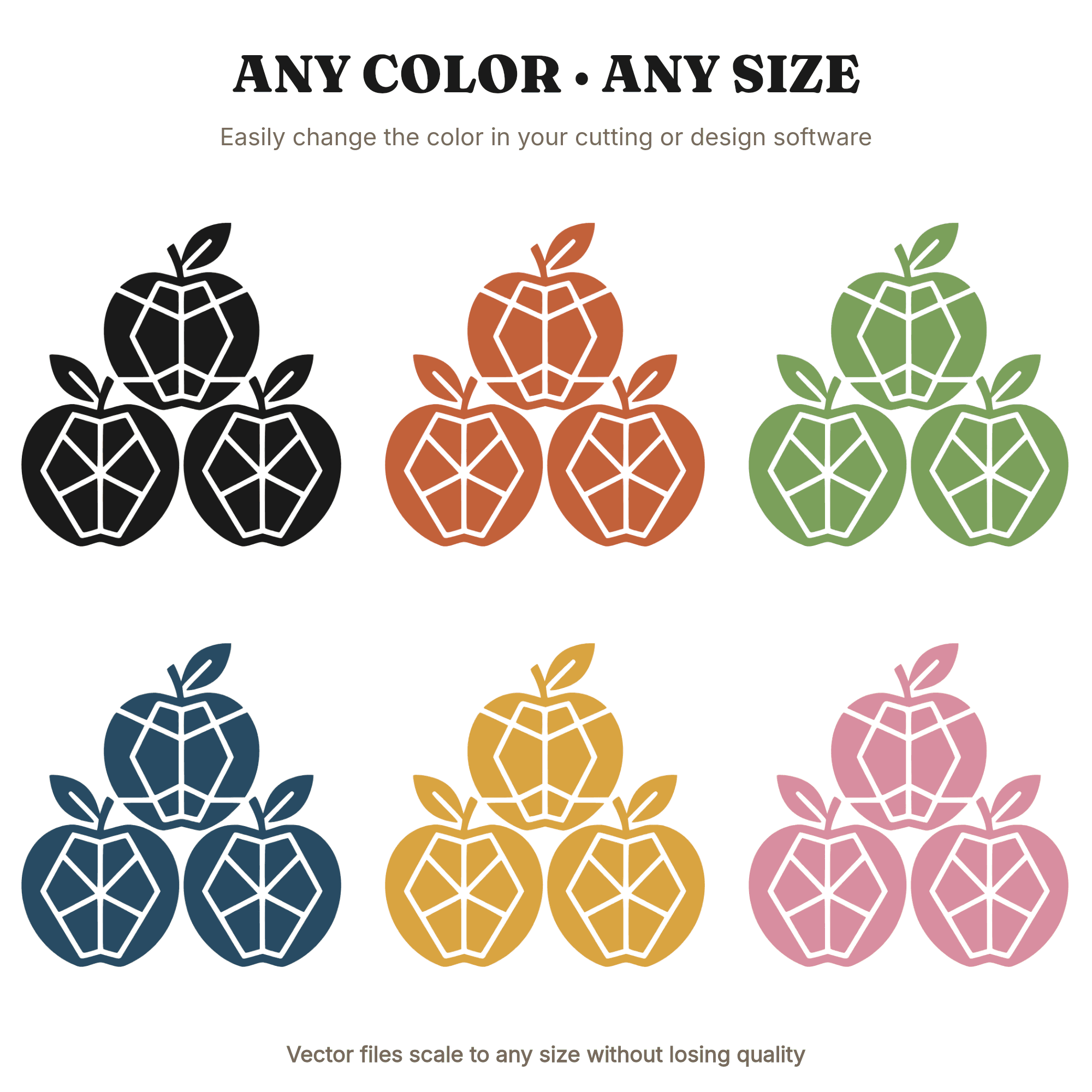 Art Deco Apple Pyramid SVG PNG, Geometric Kitchen Wall Art, Farmhouse Apples Cut File, 1950s Retro, view 2