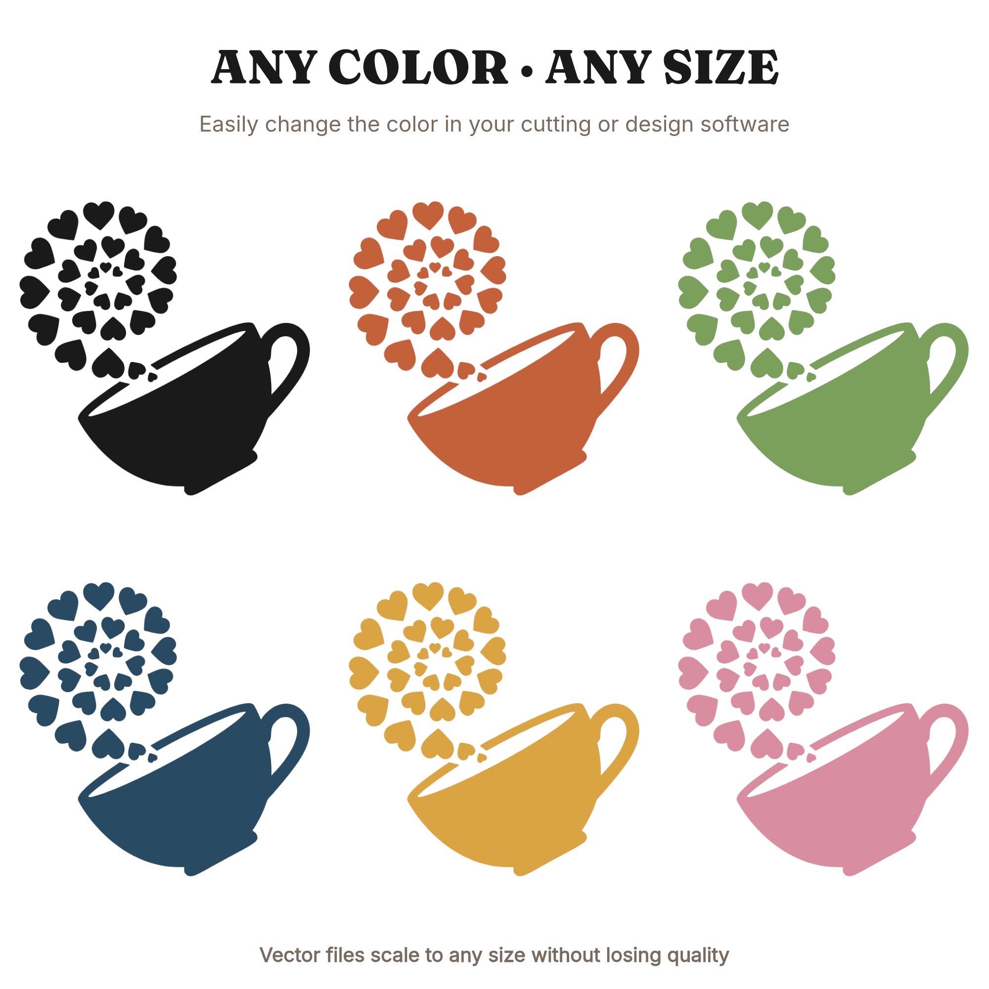 Celestial Teacup SVG, Heart Constellation Steam PNG, Mid Century Tea Lover Cut File for Cricut, view 2