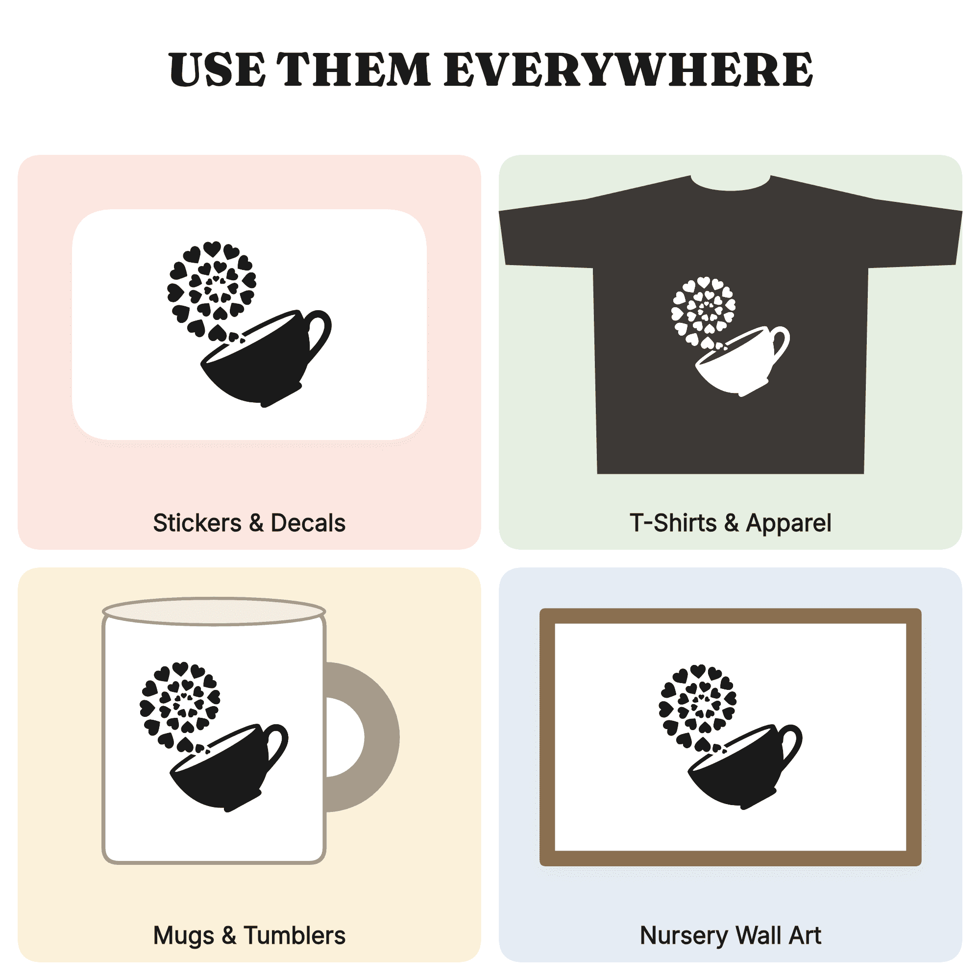 Celestial Teacup SVG, Heart Constellation Steam PNG, Mid Century Tea Lover Cut File for Cricut, view 3