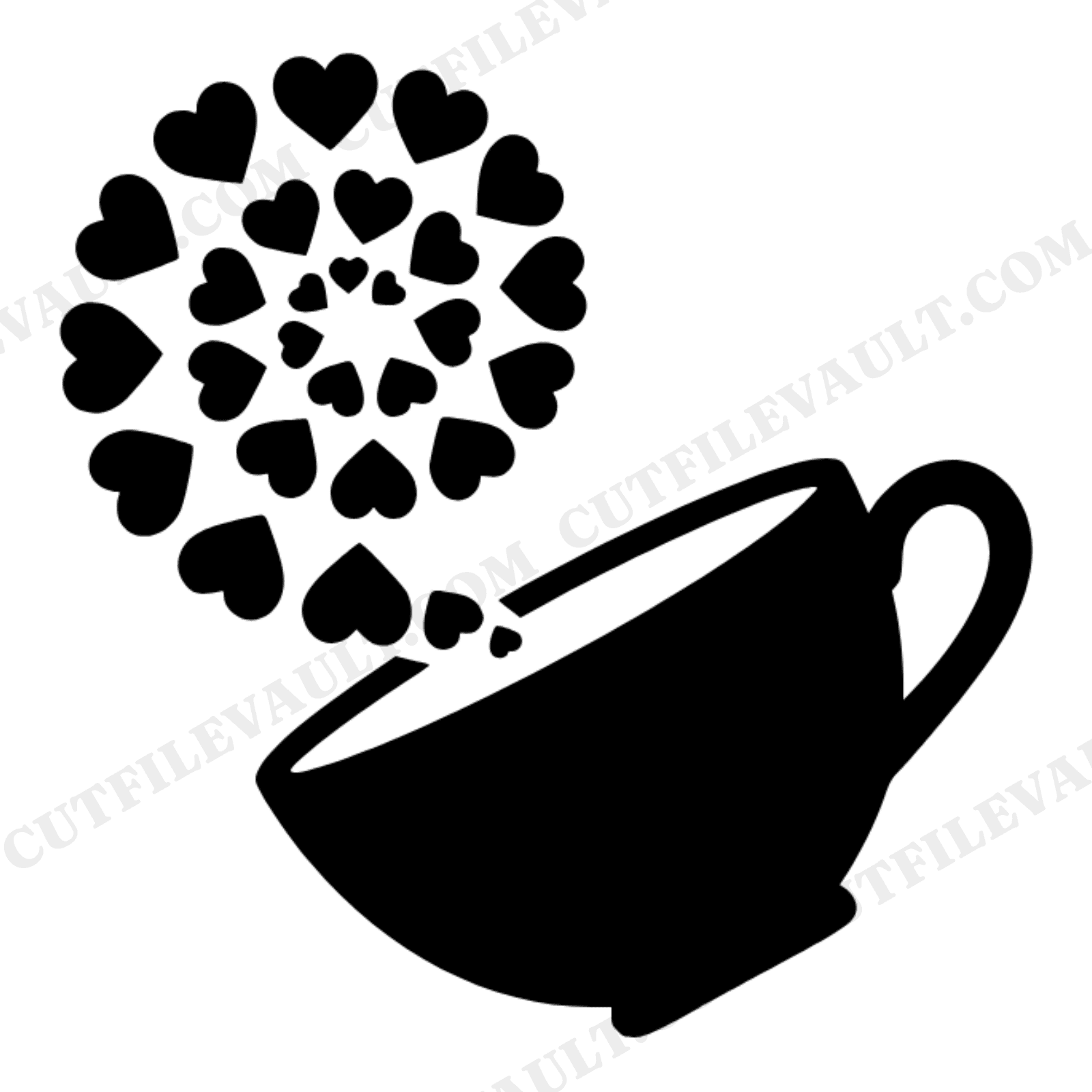 Celestial Teacup SVG, Heart Constellation Steam PNG, Mid Century Tea Lover Cut File for Cricut, view 1