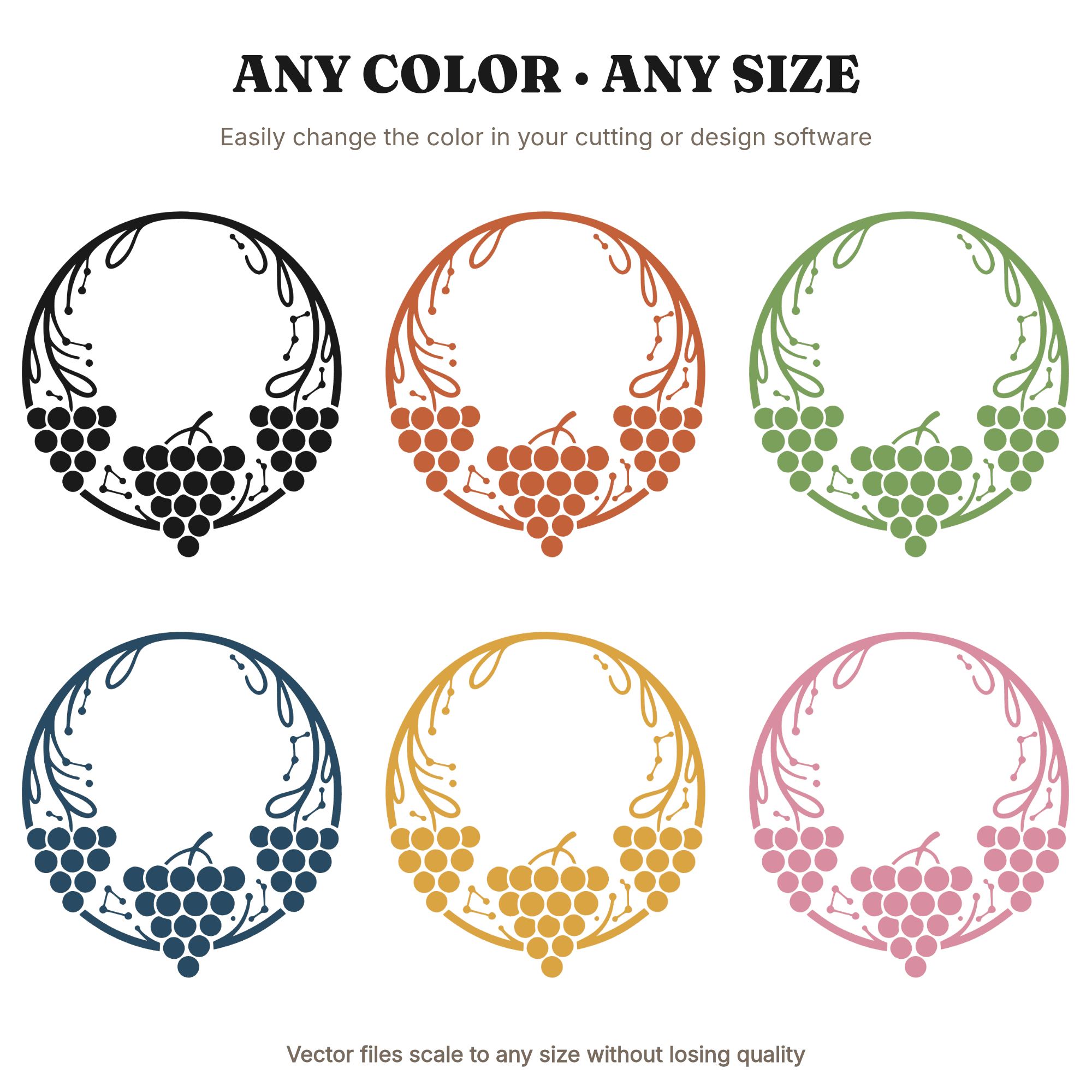 Celestial Grape Wreath SVG PNG, Retro 70s Constellation New Year Cut File, Farmhouse Decor Design, view 2