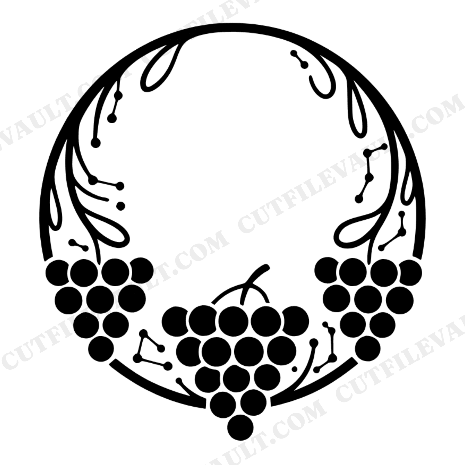 Celestial Grape Wreath SVG PNG, Retro 70s Constellation New Year Cut File, Farmhouse Decor Design, view 1