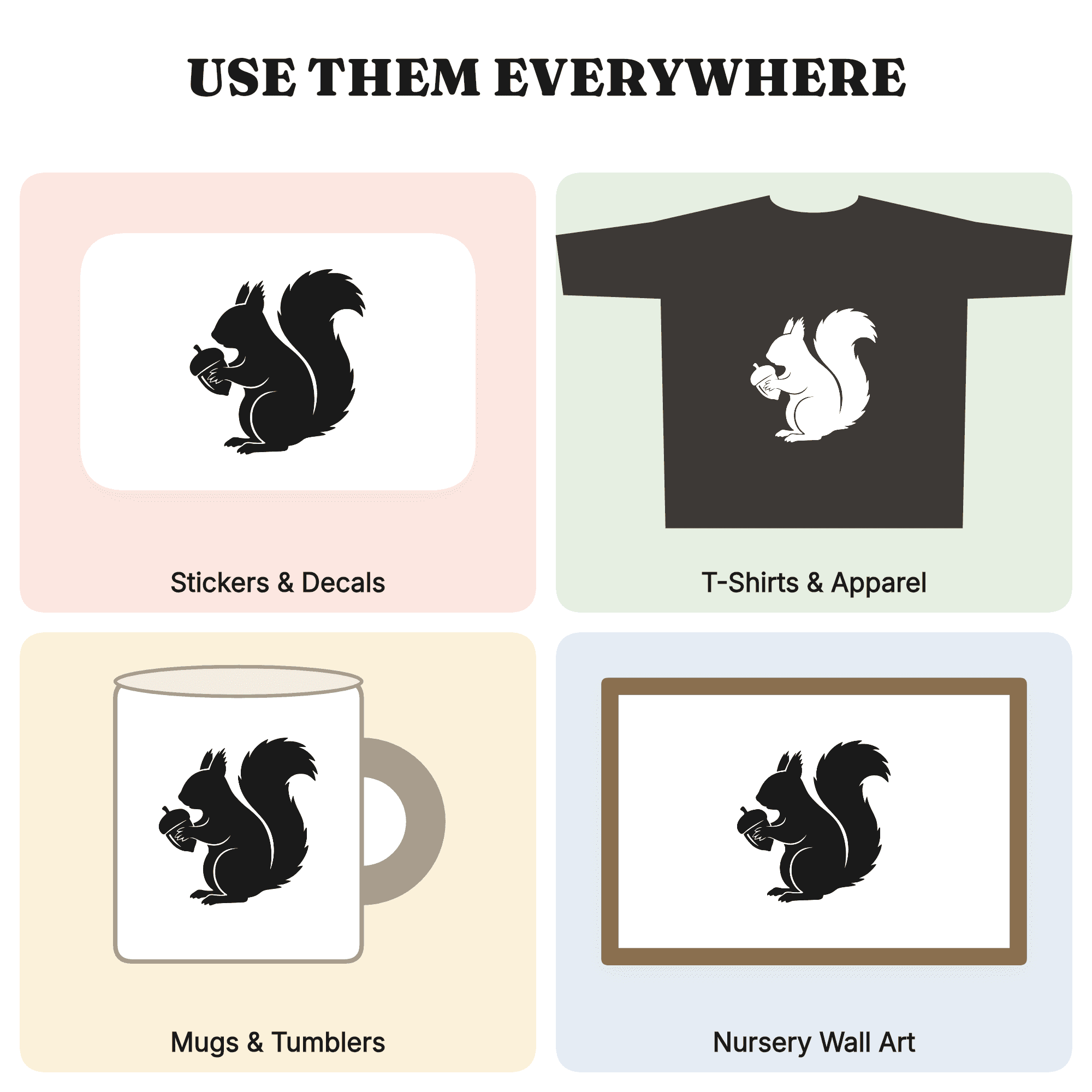 Autumn Squirrel with Acorn SVG PNG, Cottagecore Fall Woodland Silhouette Cut File for Cricut, view 3